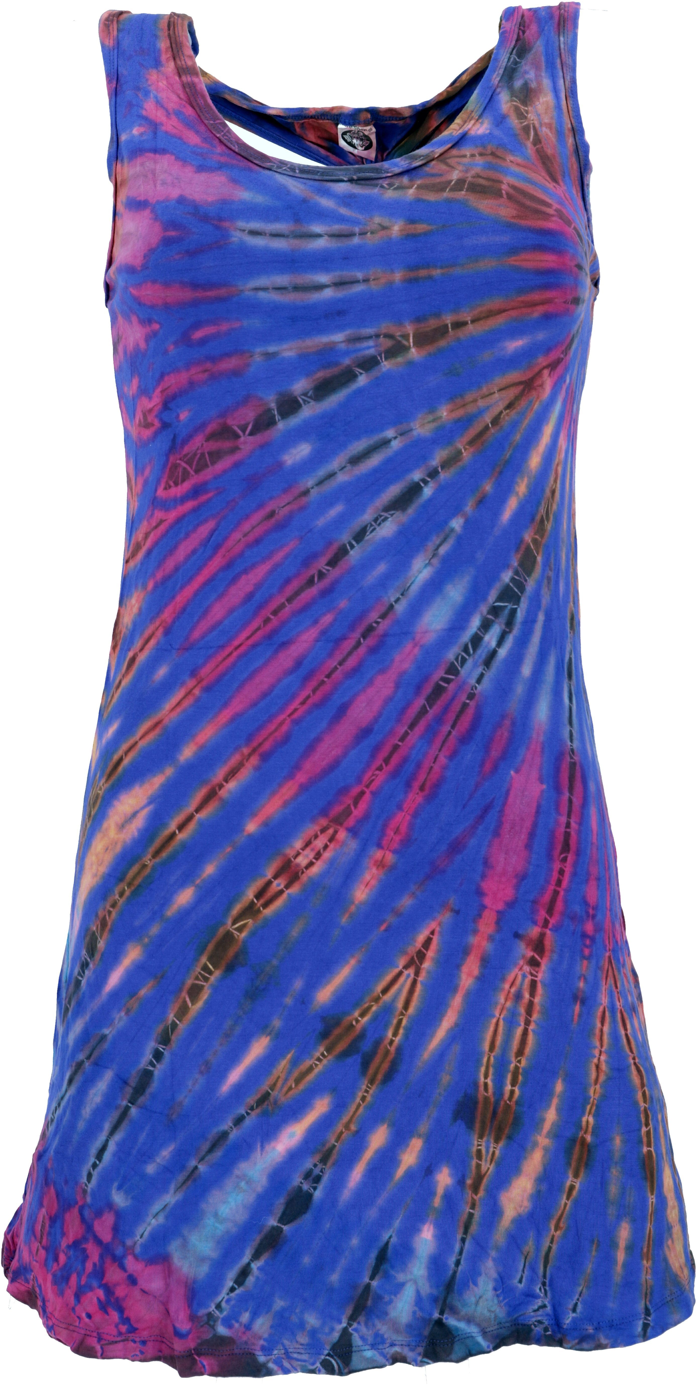 Guru-Shop Midikleid Batik Minikleid, Boho Tank-Kleid - blau alternative Bekleidung