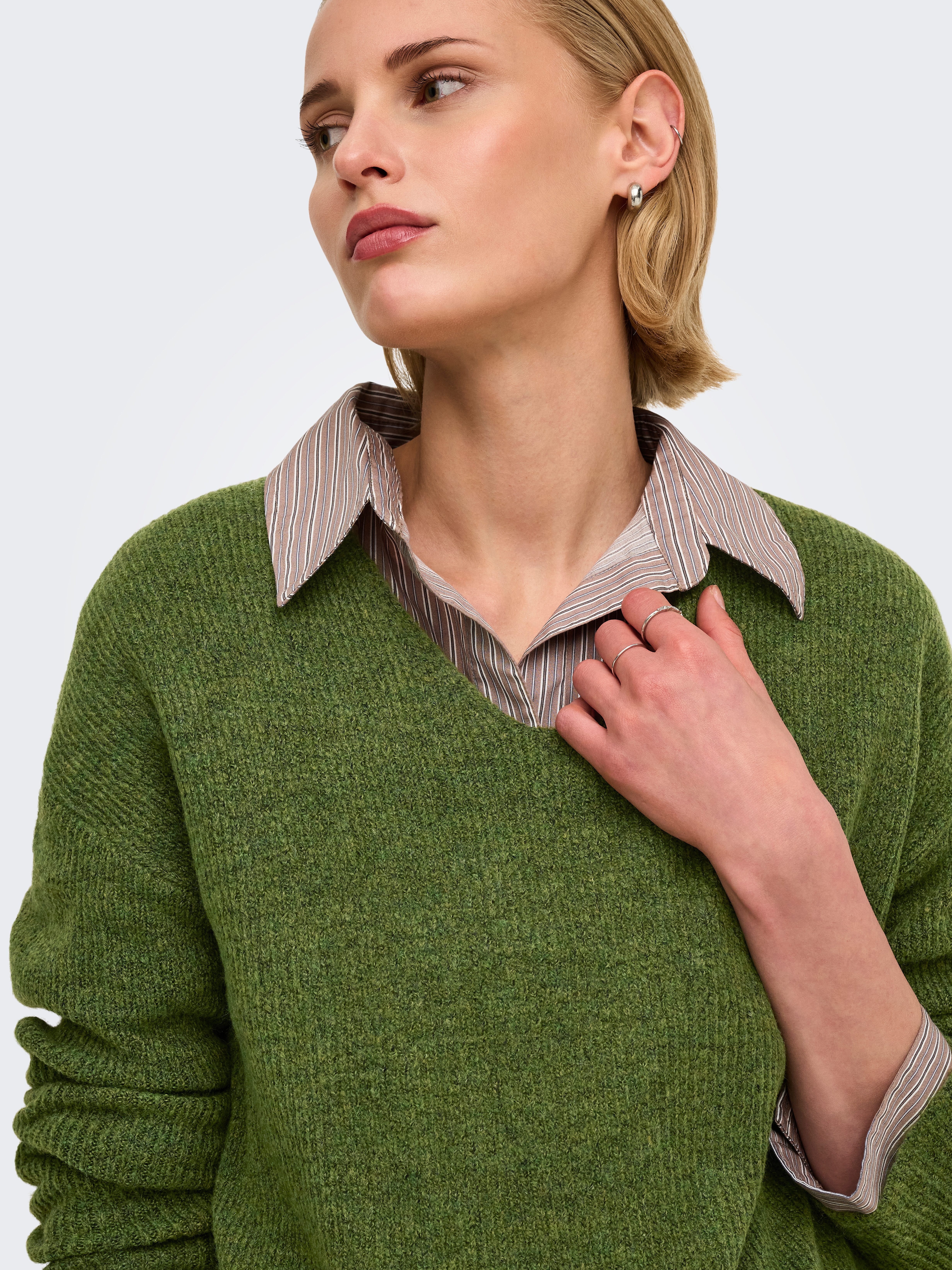 ONLY Strickpullover ONLCAMILLA V-NECK L/S PULLOVER KNT NOOS Materialmix, regular fit