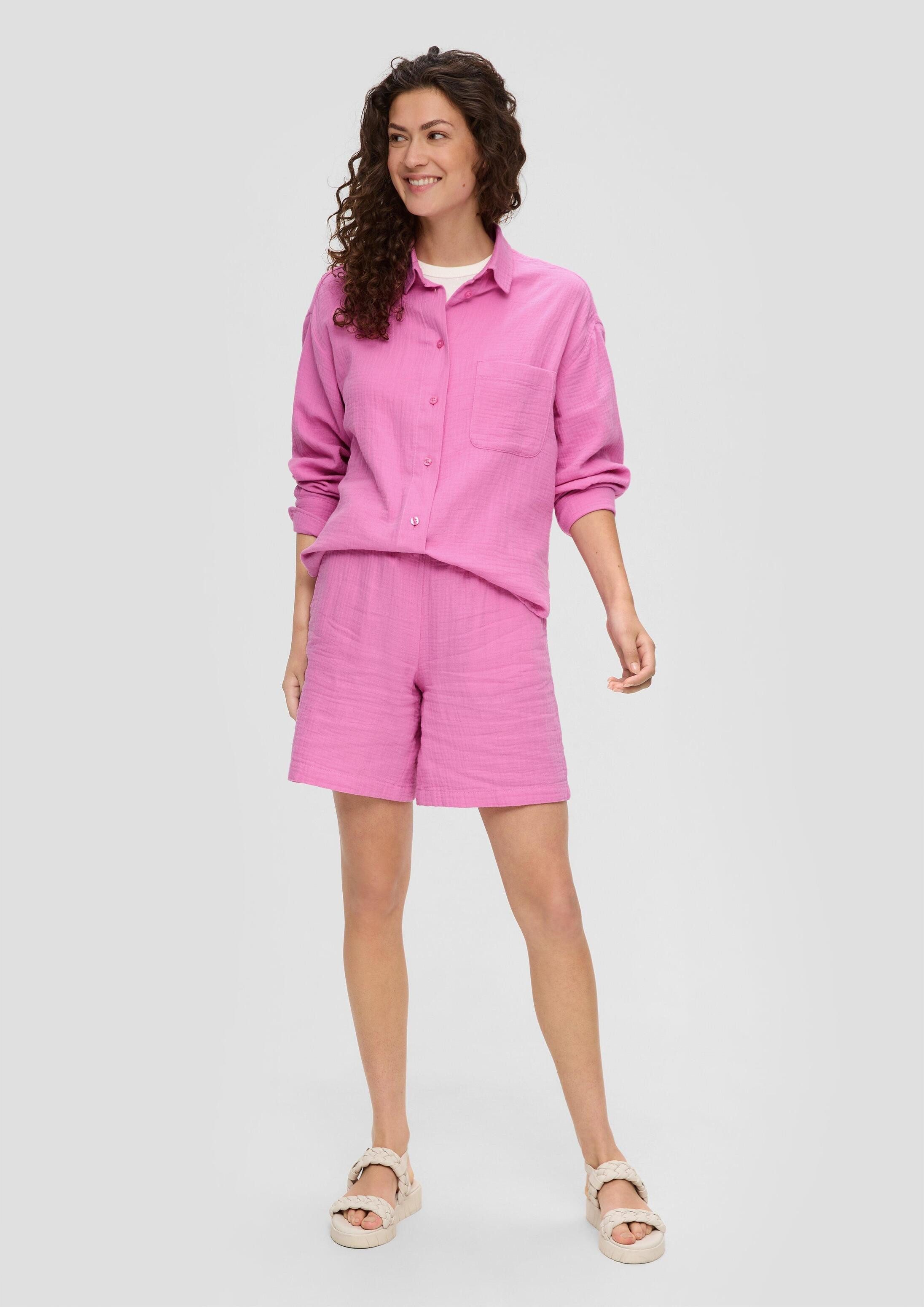 s.Oliver Langarmbluse Bluse Relaxed-Fit-Hemdbluse mit Musterstruktur