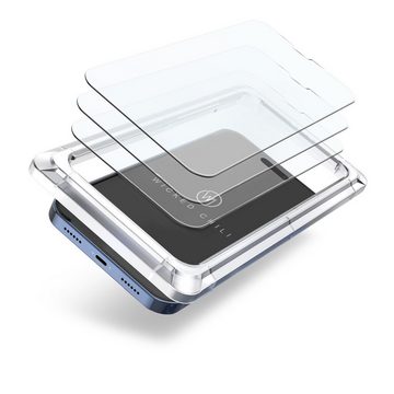 Wicked Chili Schutzfolie 3X Panzerglas mit Schablone für iPhone 14 / 14 Pro, (3er Set, 3-St), Einfache Installation / Mit Positionierhilfe / 100% Transparent