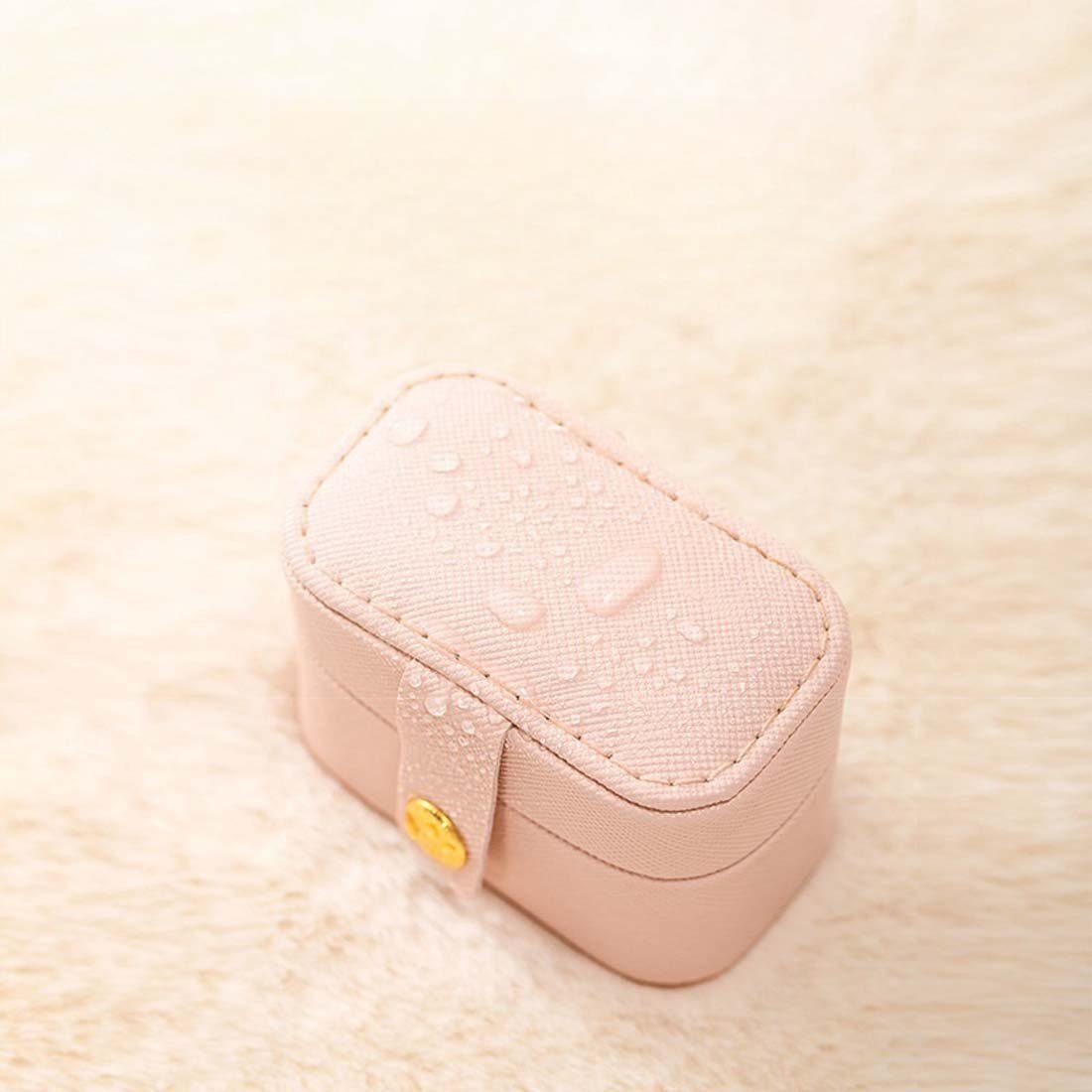 Geschenk einfarbige Rosa Aufbewahrungsbox Schmuckkasten Schmuckkoffer tragbare Schmuckschatulle, für für kreatives Damen, Ohrringe, Mini-Ringbox LENBEST