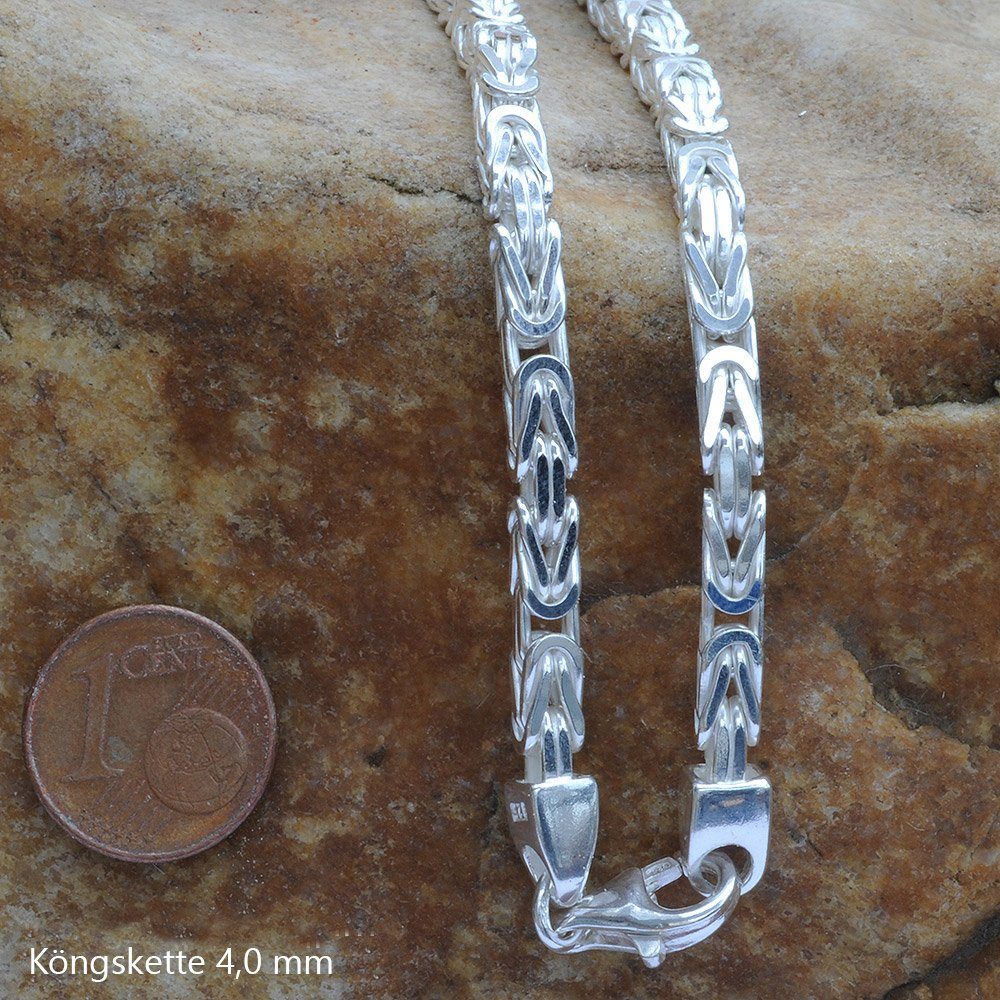 HOPLO Königskette Silberkette Königskette Länge 23cm - Breite 4,0mm - 925 Silber, Made in Germany