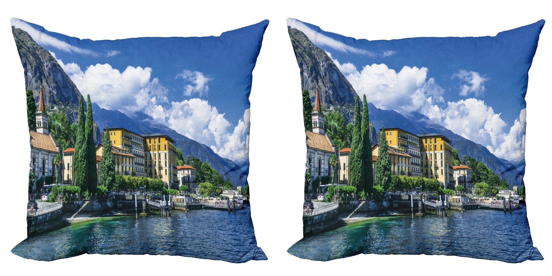 Stück), Digitaldruck, (2 Italien Doppelseitiger Sees des Abakuhaus Accent Landschaft Modern Comer Kissenbezüge