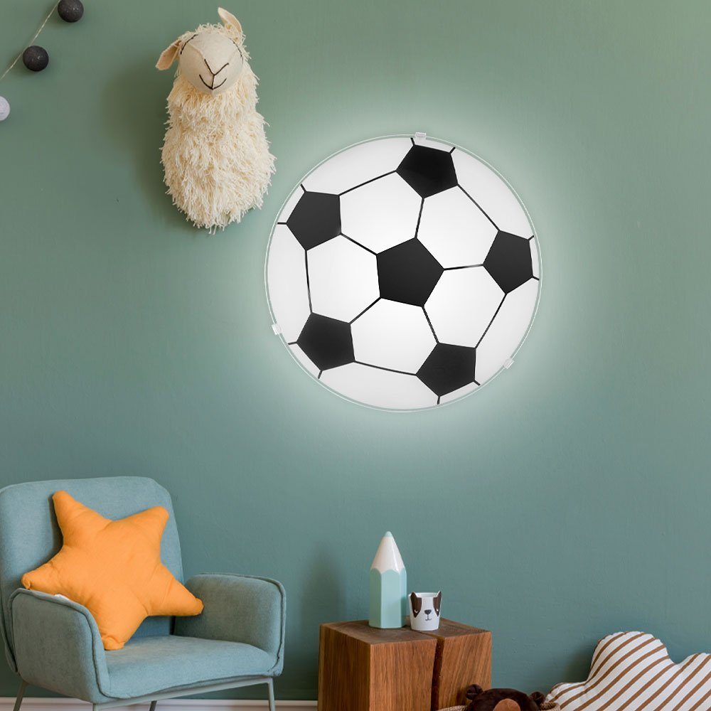 satiniert Decken Wand Dekolicht, etc-shop Fußball Warmweiß, Glas inklusive, Lampe im Leuchte Kinderzimmer Leuchtmittel