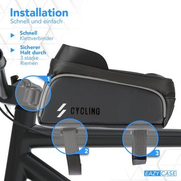 EAZY CASE Handyhülle Universal Fahrradhalterung Rahmentasche für Handys, Handyhalterung 360° drehbar Navigation Tasche Fahrradtasche Schwarz