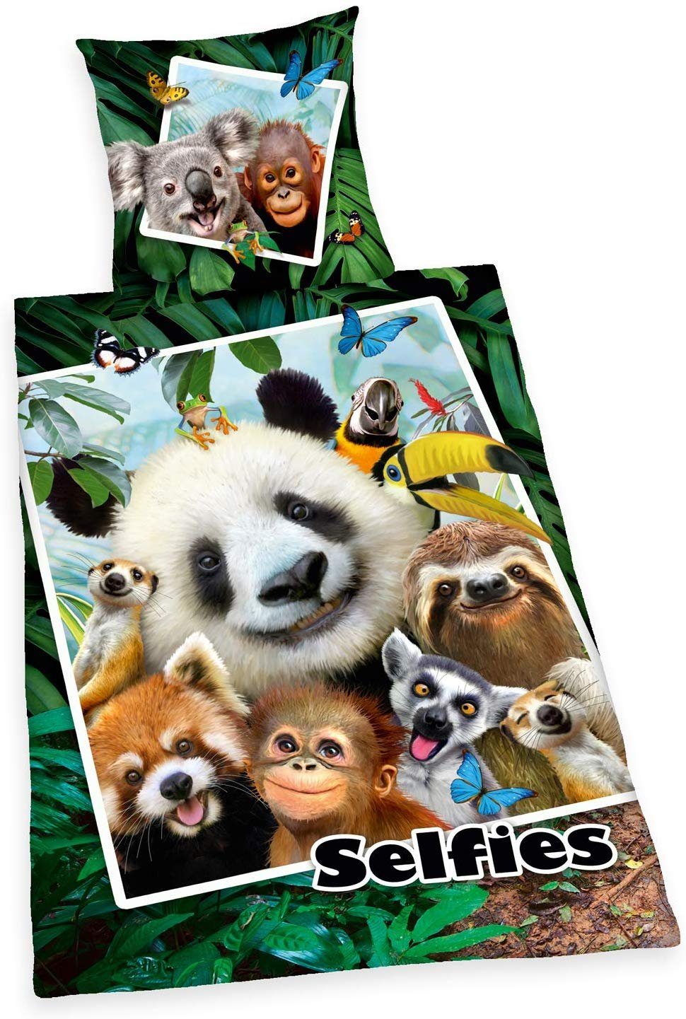 Herding Kinderbettwäsche Herding Bettwäsche Selfie Jungle 135 x 200cm Baumw günstig online kaufen