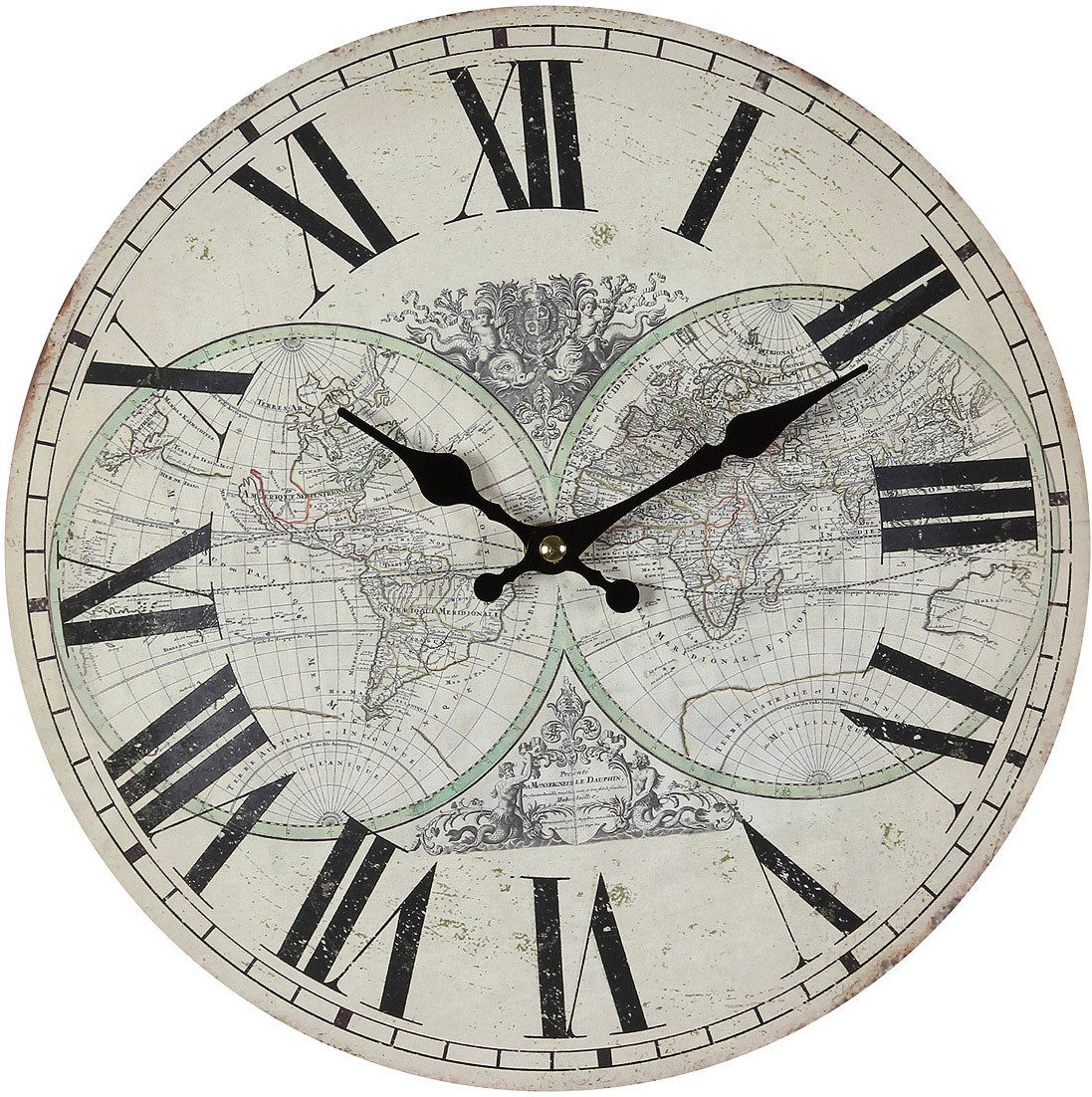 Ambiente Haus Wanduhr Landkarte Wanduhr 28cm