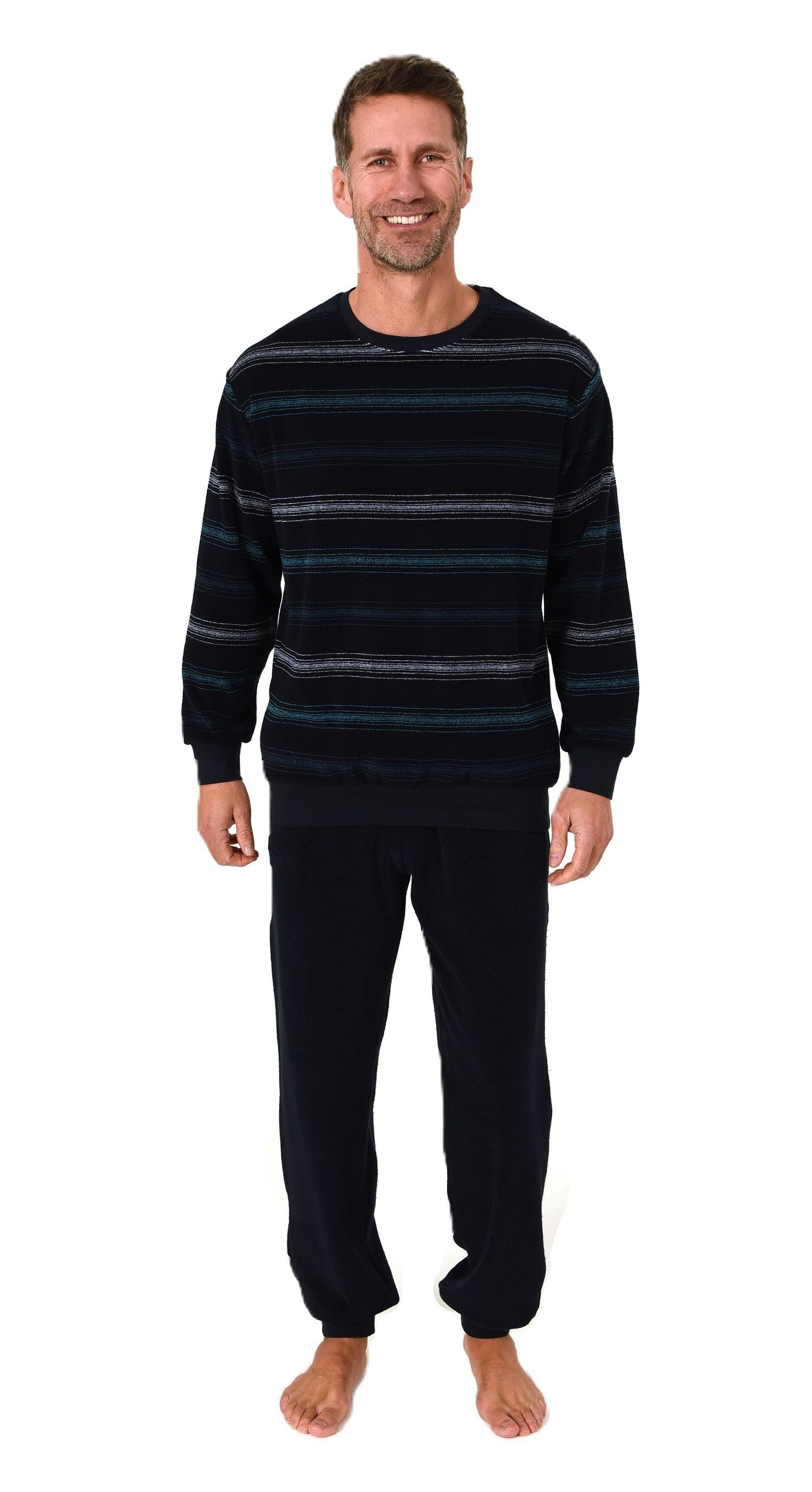 Normann Pyjama Normann Herren Frottee Schlafanzug Streifenlook – auch in Üb günstig online kaufen