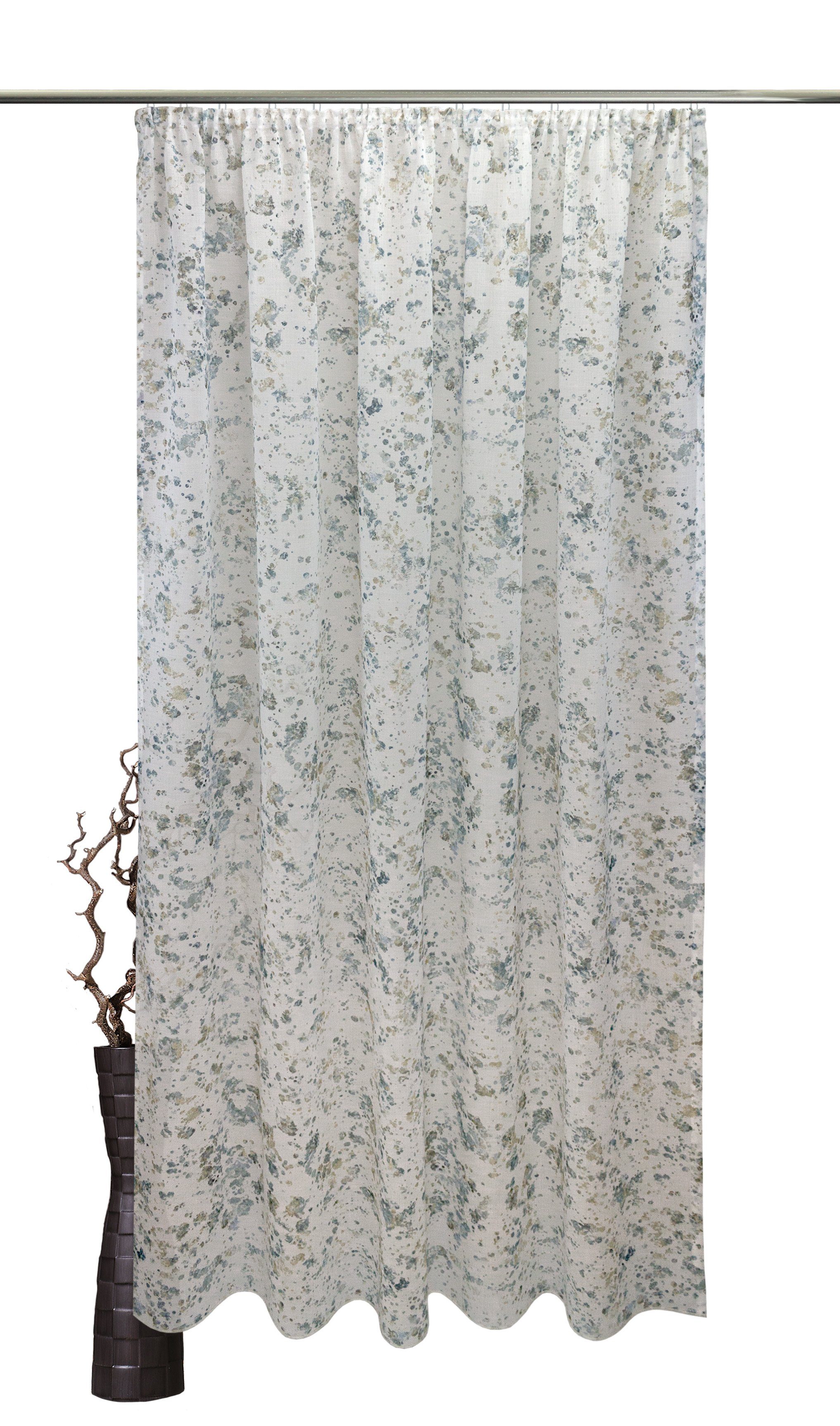Vorhang Stella, VHG, Kräuselband (1 St), halbtransparent, Polyester, Digitaldruck, Aquarell, Leinenoptik, Breite 145 cm