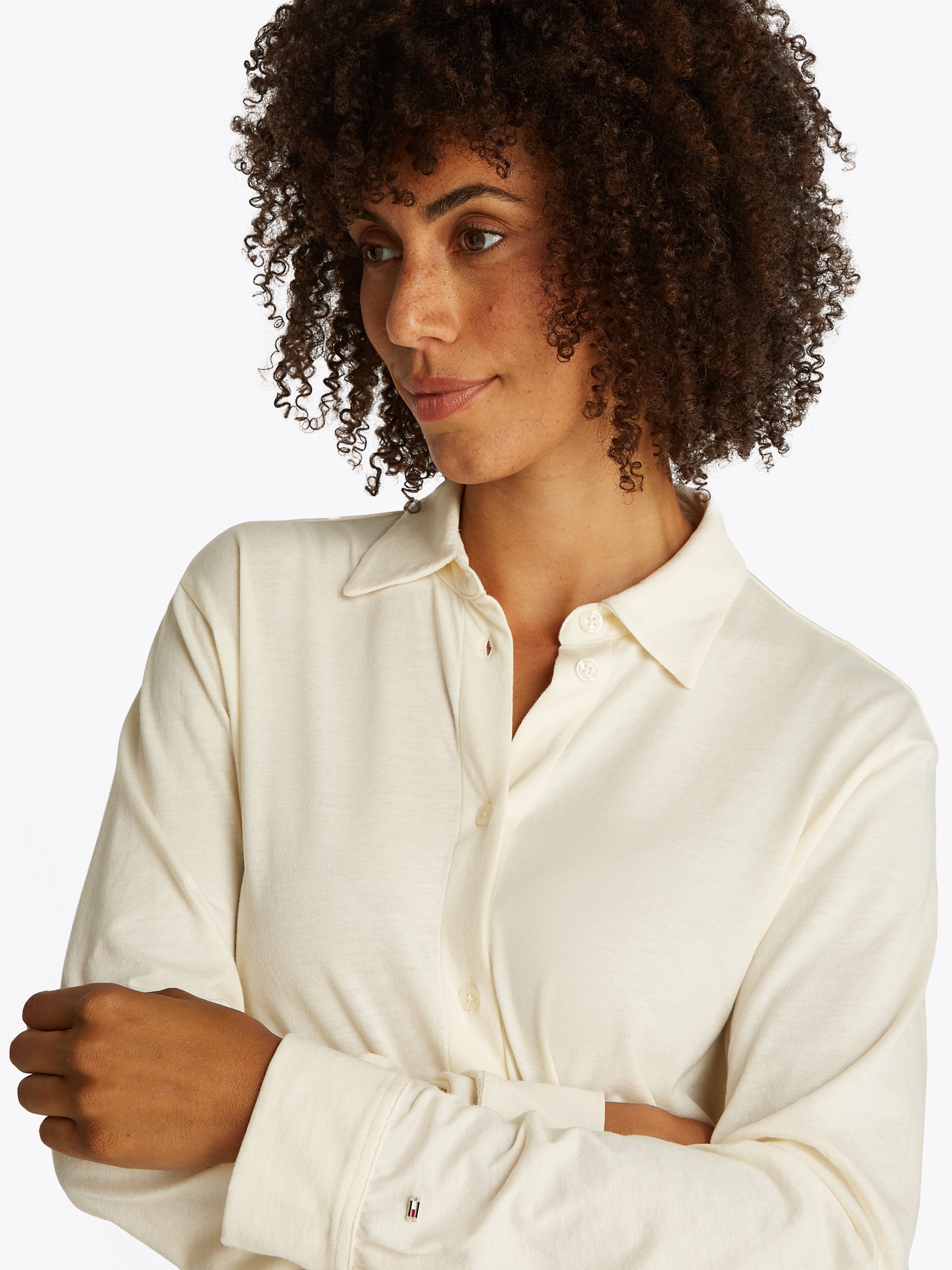 Tommy Hilfiger Klassische Bluse CASUAL BTN DOWN SHIRT LS mit Metalllabel günstig online kaufen