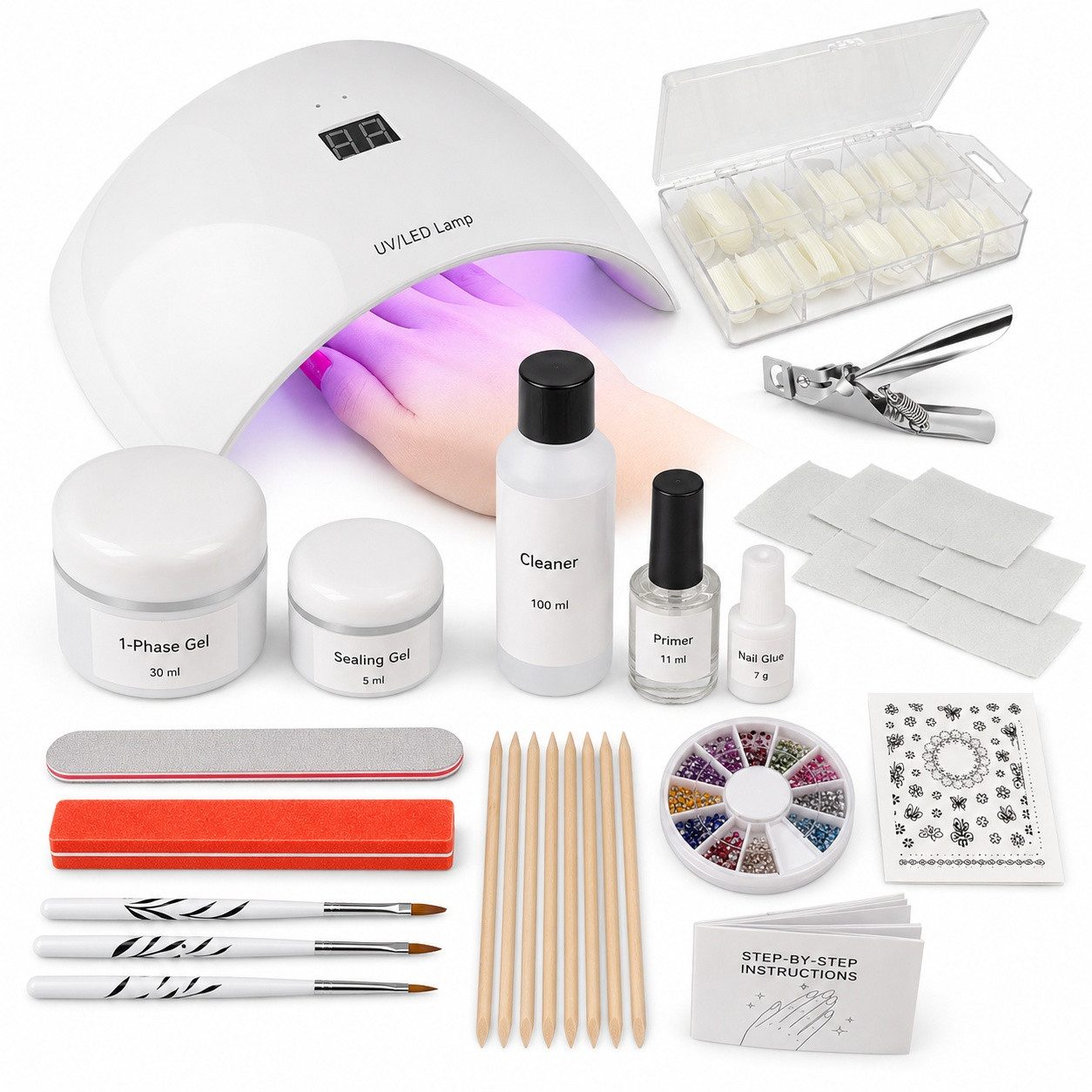 Sun Garden Nails UV-Gel UV Gel Starterset Florenz für Gelnägel mit UV-Gel, 47-tlg., Set für eine komplette Modellage
