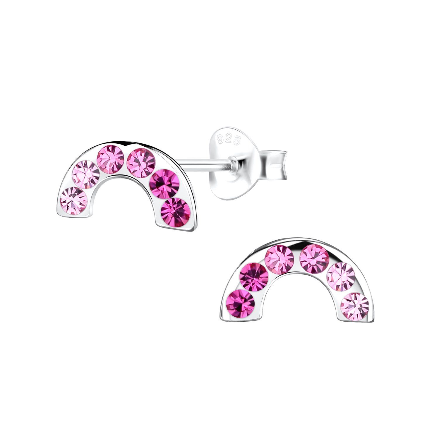 ALEXANDER YORK Paar Ohrstecker REGENBOGEN Kristall pink, 2-tlg., 925 Sterling Silber