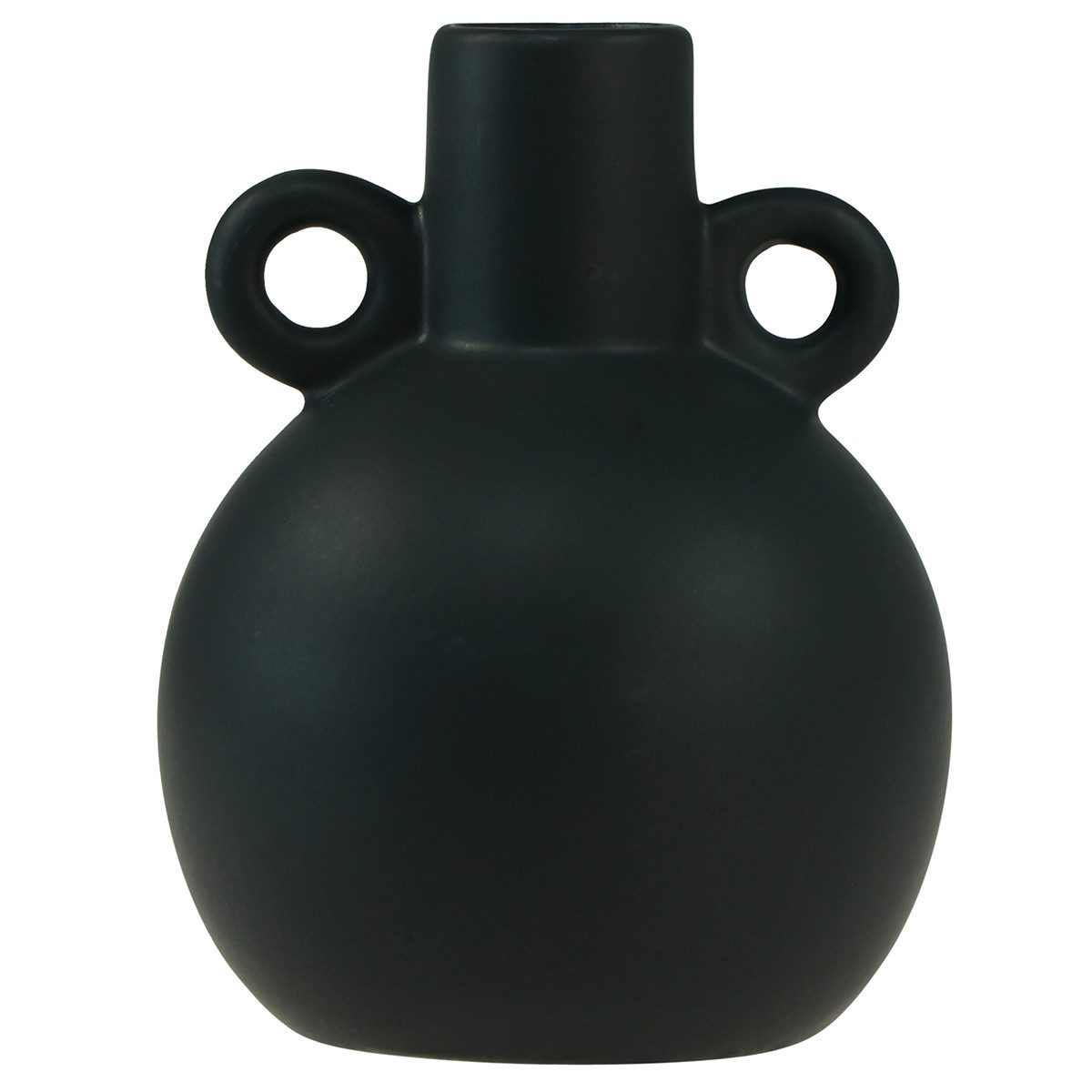 Posiwio Übertopf Mini Keramikvase Schwarz Ø8,5cm H12cm mit Henkel Dekoration