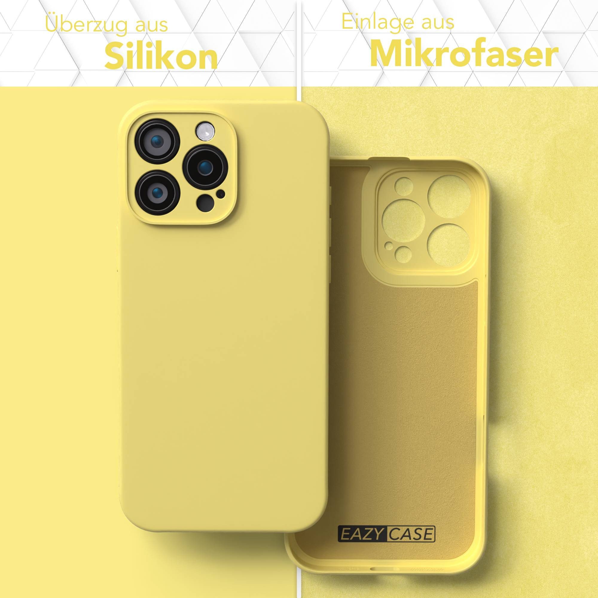 EAZY CASE Handyhülle für Apple iPhone 16 Pro Max Hülle Silikon 6,9 Zoll, Handy Softcase stoßfest Hülle mit Kameraschutz Bumper Tpuhülle Gelb