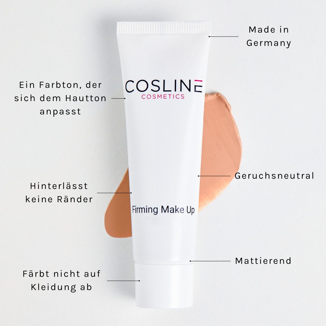 Cosline Cosmetics Foundation Firming Make-Up, Hauttonanpassend, pflegend, natürliches Finish, faltenausgleichend