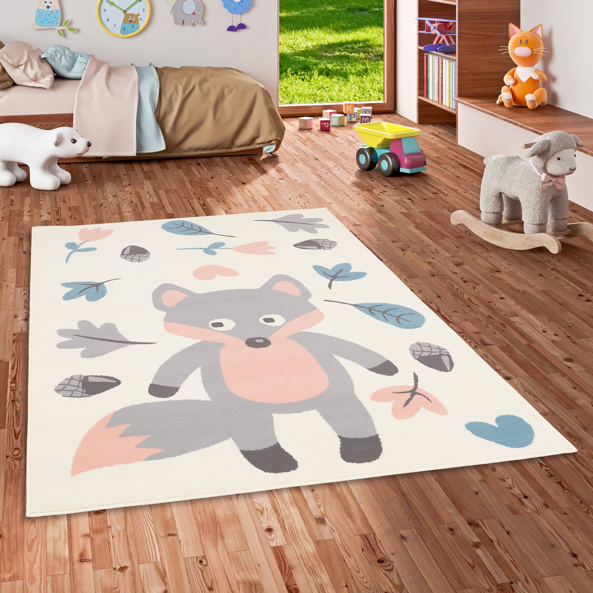 Pergamon Kinderteppich Kinderteppich Trendline Pastell Fuchs, Rechteckig, Höhe: 8 mm