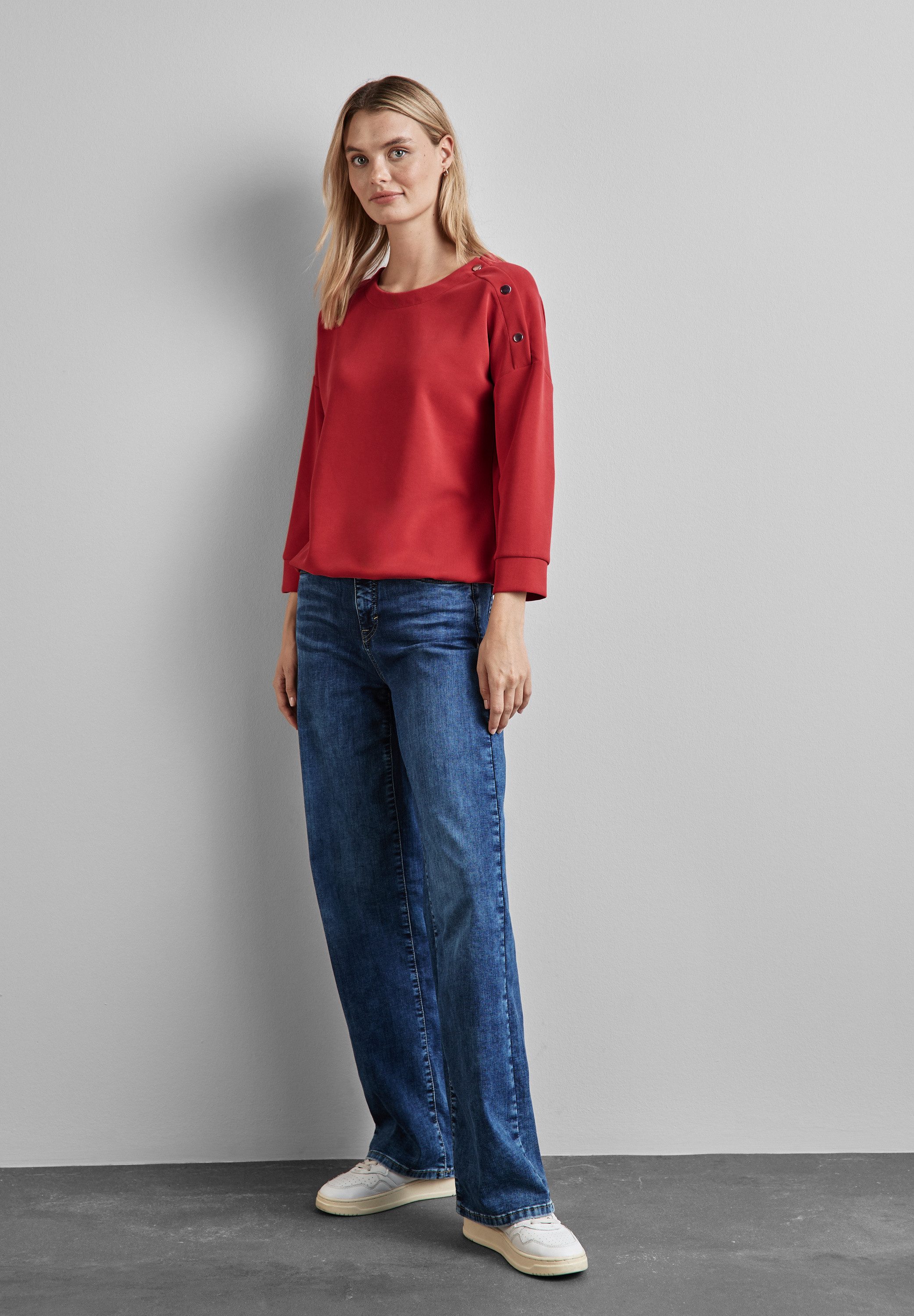 STREET ONE Langarmshirt mit Knopf Details