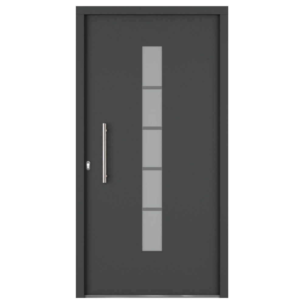 HORI Haustür HORI Haustür Safety Chain, Aluminium Kunststoff,Eingangstür (Schalldämmung, Robust, Einfache Montage, Wärmeschutz, Sonnenschutz), 1100 x 2100 mm, anthrazit, DIN links, Safety Chain