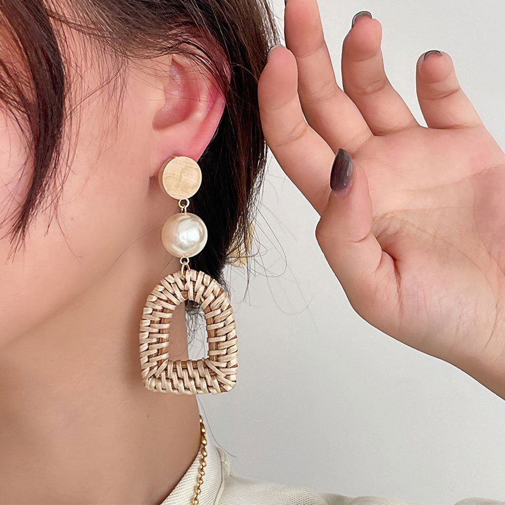 AUzzO~ Paar Ohrhänger Paar Perlen Ohrringe Damenschmuck Sandstrand Holiday im Bohemian-Stil