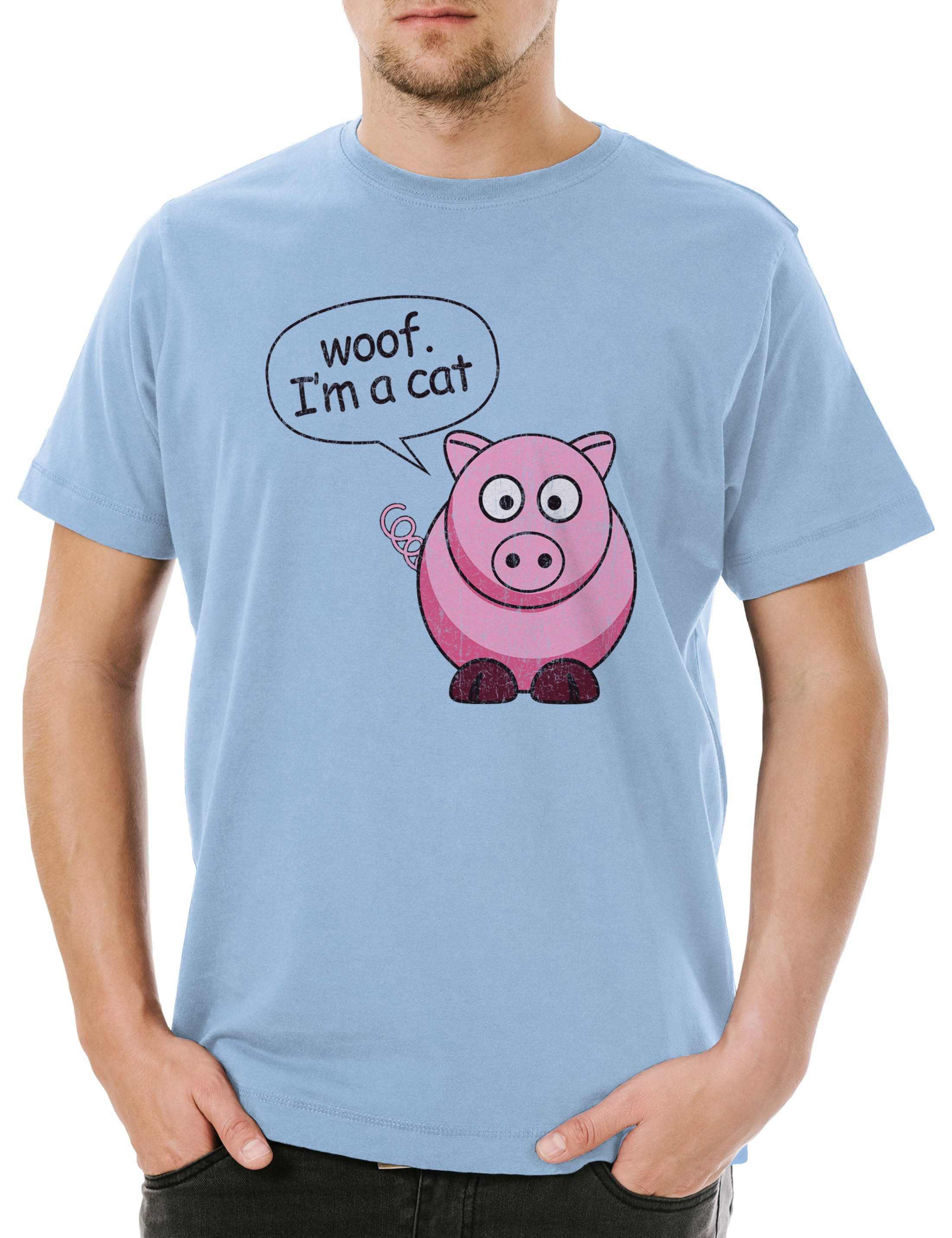Print-Shirt Pig I'm A Cat Herren T-Shirt Modern Dog Hund Katze Kitty Pig Schwein