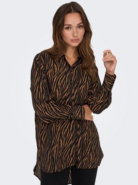 JACQUELINE de YONG Blusenshirt Lange Hemd Bluse Animal Print Shirt JDYBARBARA 6207 in Braun