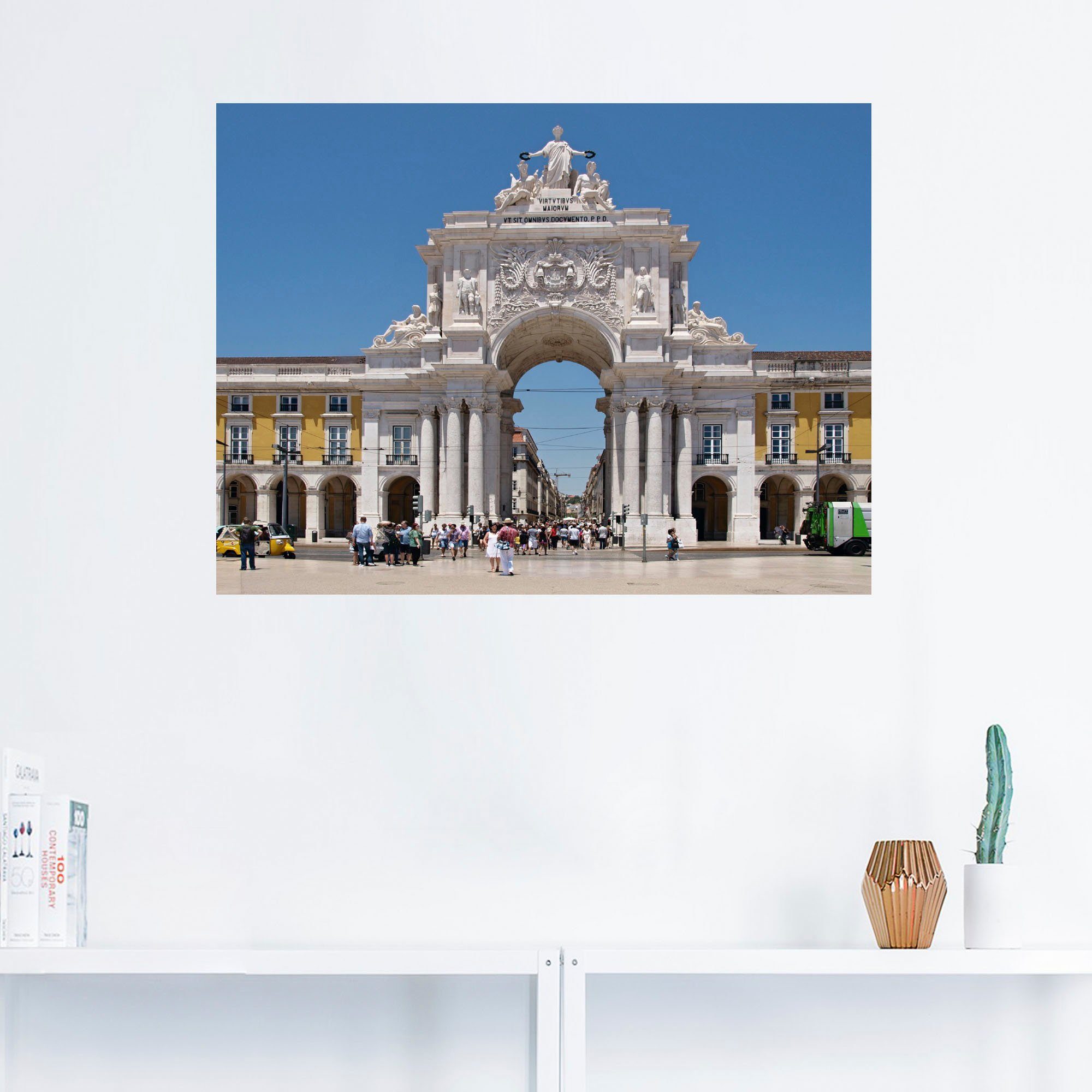 Artland Wandbild oder Arco Leinwandbild, Wandaufkleber Lissabon, St), (1 rua Poster Gebäude in versch. Alubild, Größen Augusta als