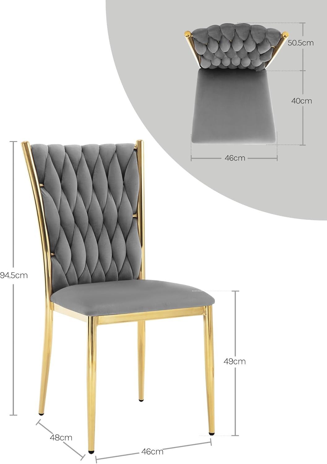 Woltu Polsterstuhl (2 St), Samt Stühle Esszimmer, Esszimmerstühle, hohe Rückenlehne Metallbeine
