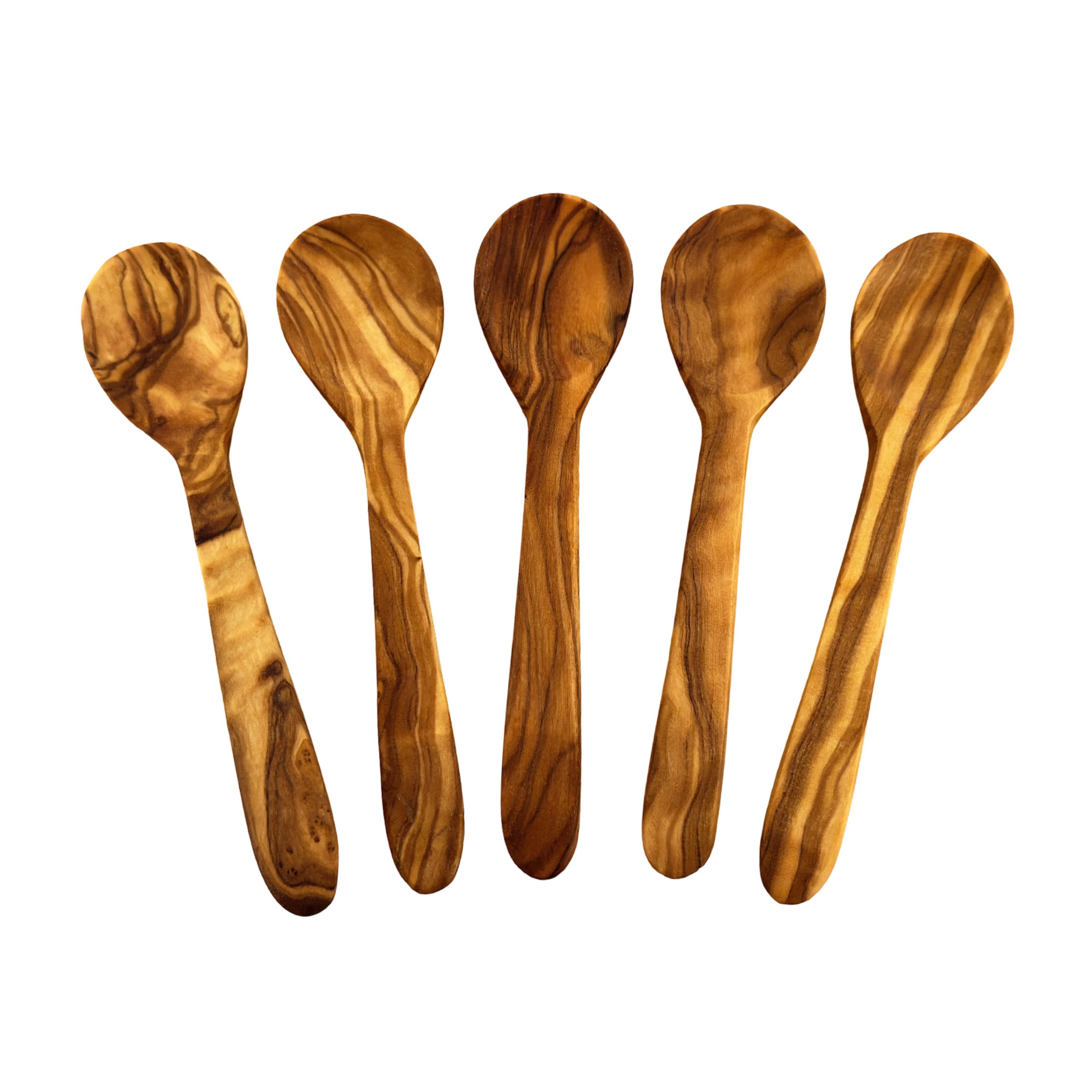 medina mood Кавова ложка Ложки "Piccolo" 12 cm in 5er Set aus Olivenholz (1 Stück), Ideal für Kaffee, Tee, Zucker, Honig, Marmelade und Dips.