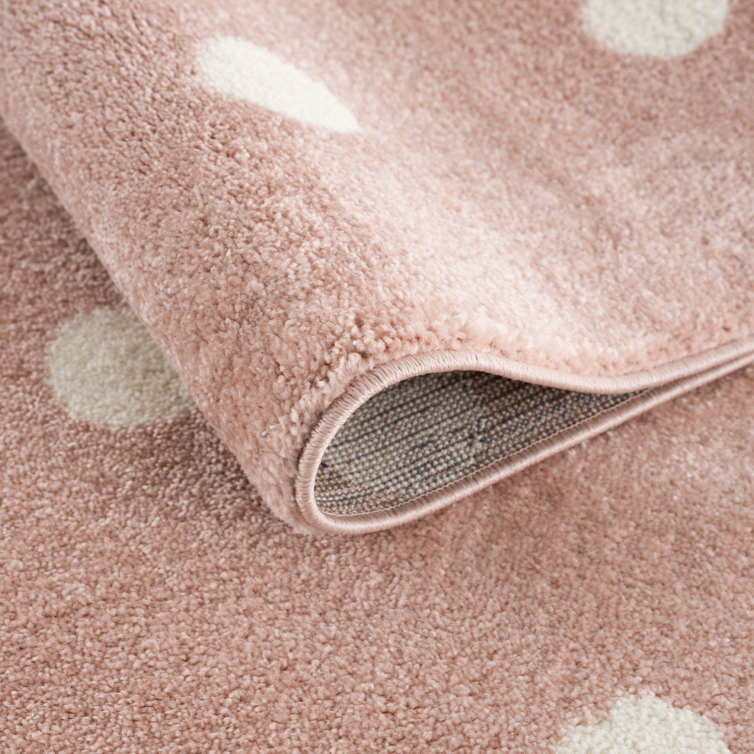 Jimri Kinderteppich DOT´S Teppiche für Kinderzimmer, Kinderzimmerteppich, Teppich, Rund, Regenbogen