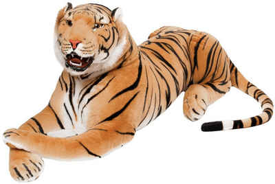 BRUBAKER Kuscheltier Brüllender Tiger mit Zähnen 130 cm groß (1-St., liegend lebensecht), Stofftier Plüschtier