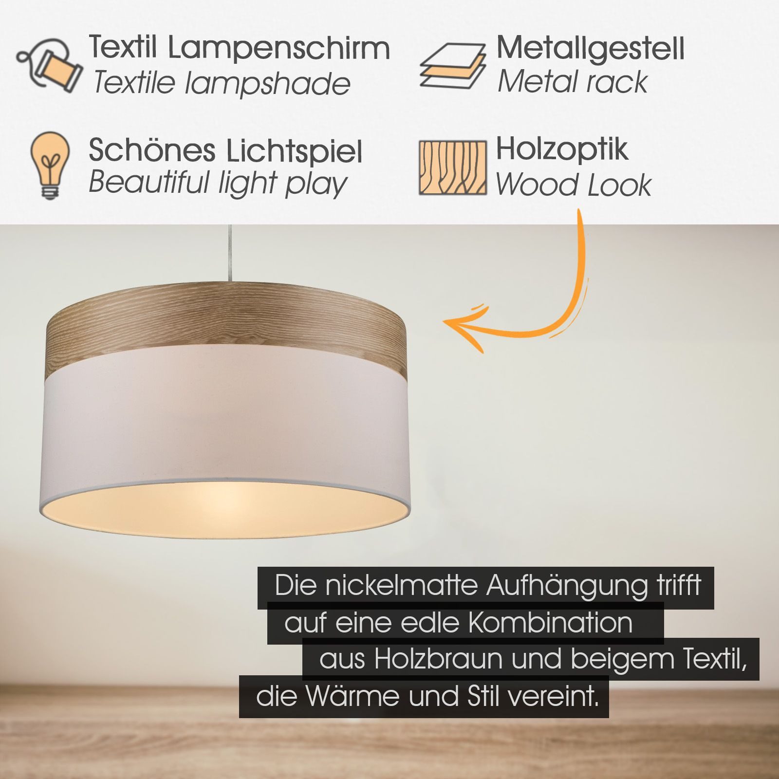 bmf-versand Hängeleuchte Hängelampe Esstisch Holz Hängeleuchte günstig online kaufen