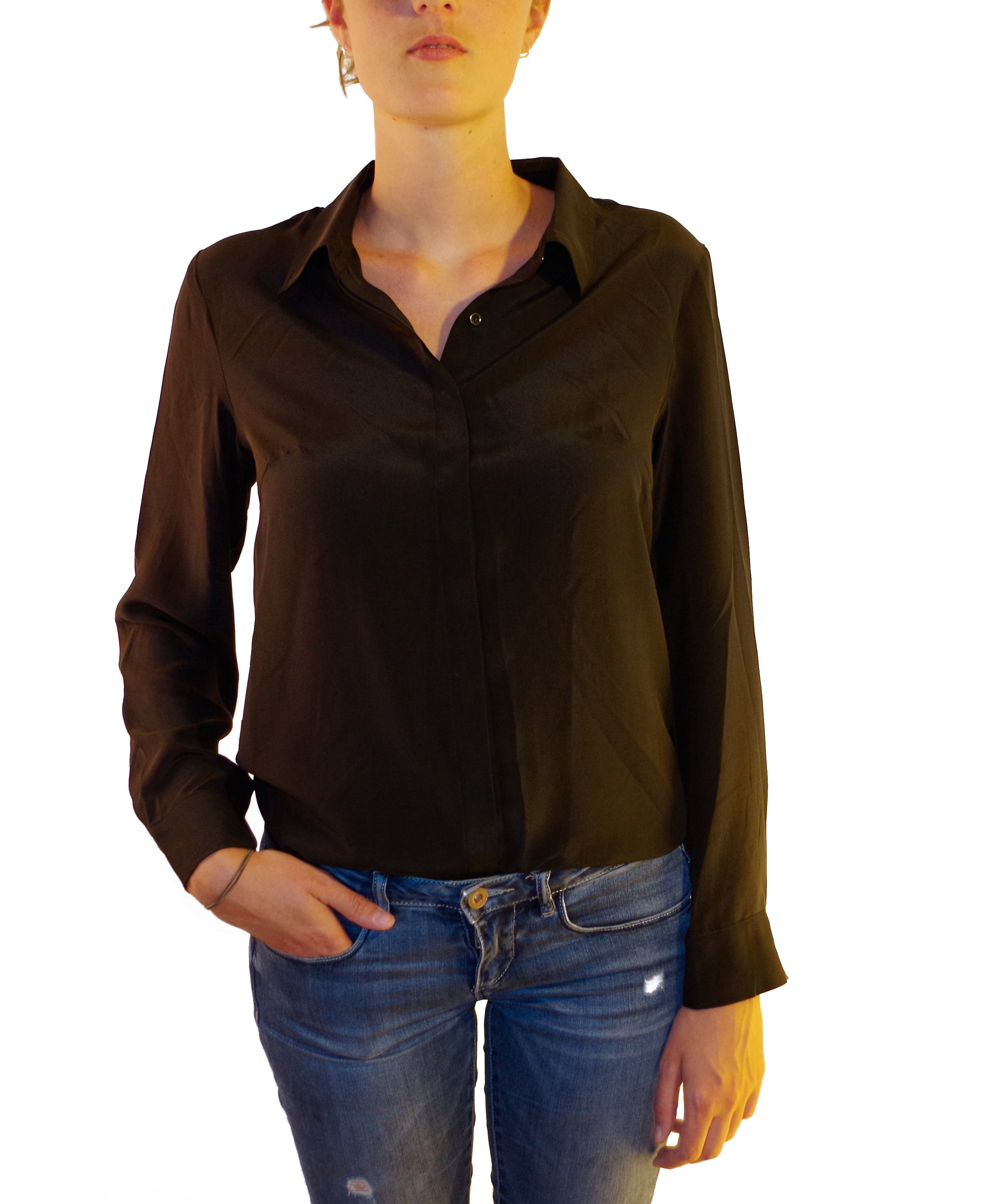 Posh Gear Seidenbluse Damen Bluse Camicina schwarz