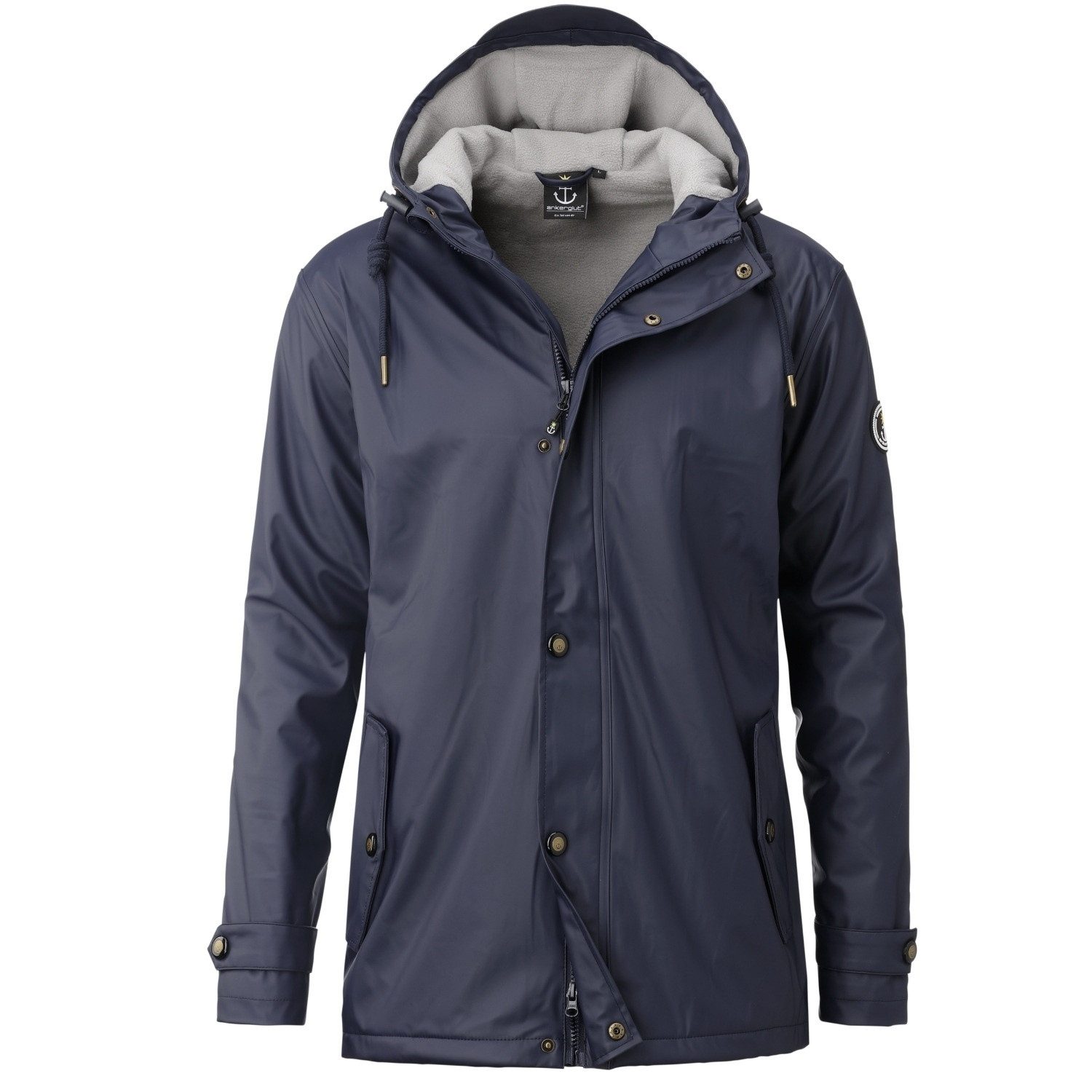 ankerglut Funktionsjacke Ankerglut Frost Herren Regenjacke Friesennerz gefüttert Gefütterte wasserdichte Herren-Regenjacke mit maritimem Look