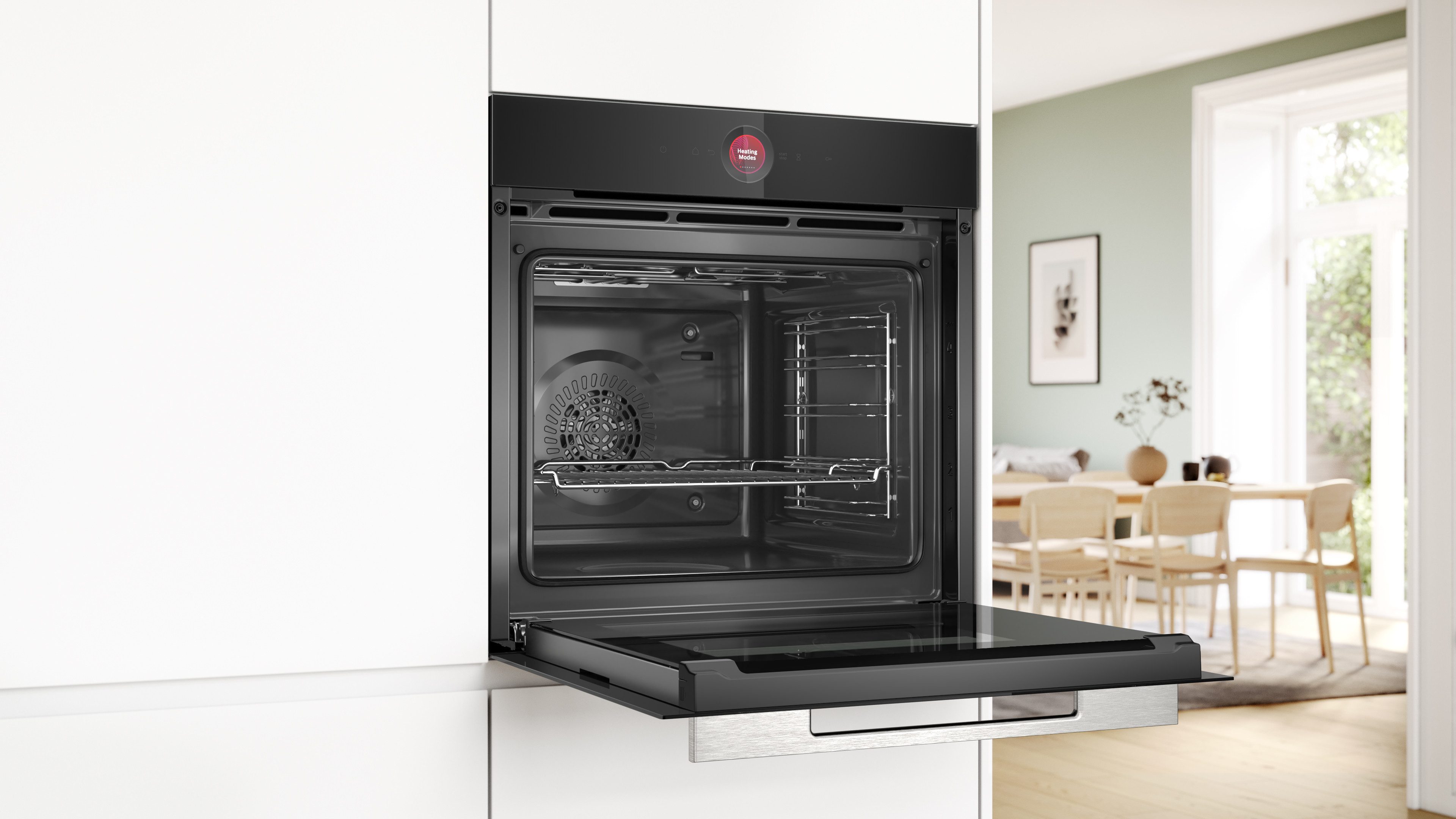 BOSCH Einbaubackofen Serie 8 HBG7241B1, mit Teleskopauszug nachrüstbar, Hydrolyse, Innovativer digitaler Bedienring & praktische Abschaltautomatik