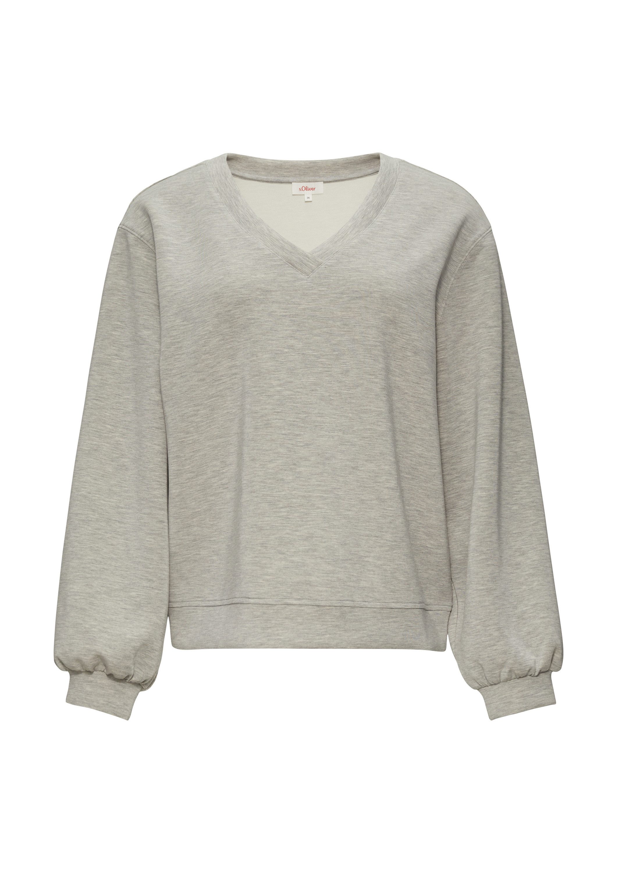 s.Oliver Sweatshirt Sweatshirt Scuba-Sweatshirt mit V-Ausschnitt günstig online kaufen