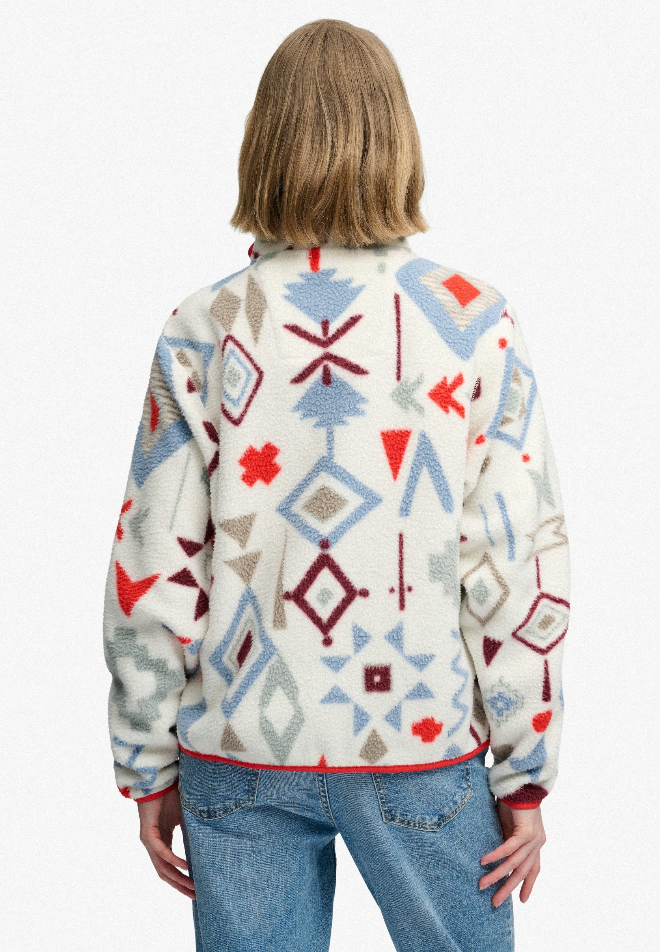 Superdry Fleecejacke OUTDOOR PRINTED ZIP FLEECE Slim Fit, mit Stehkragen