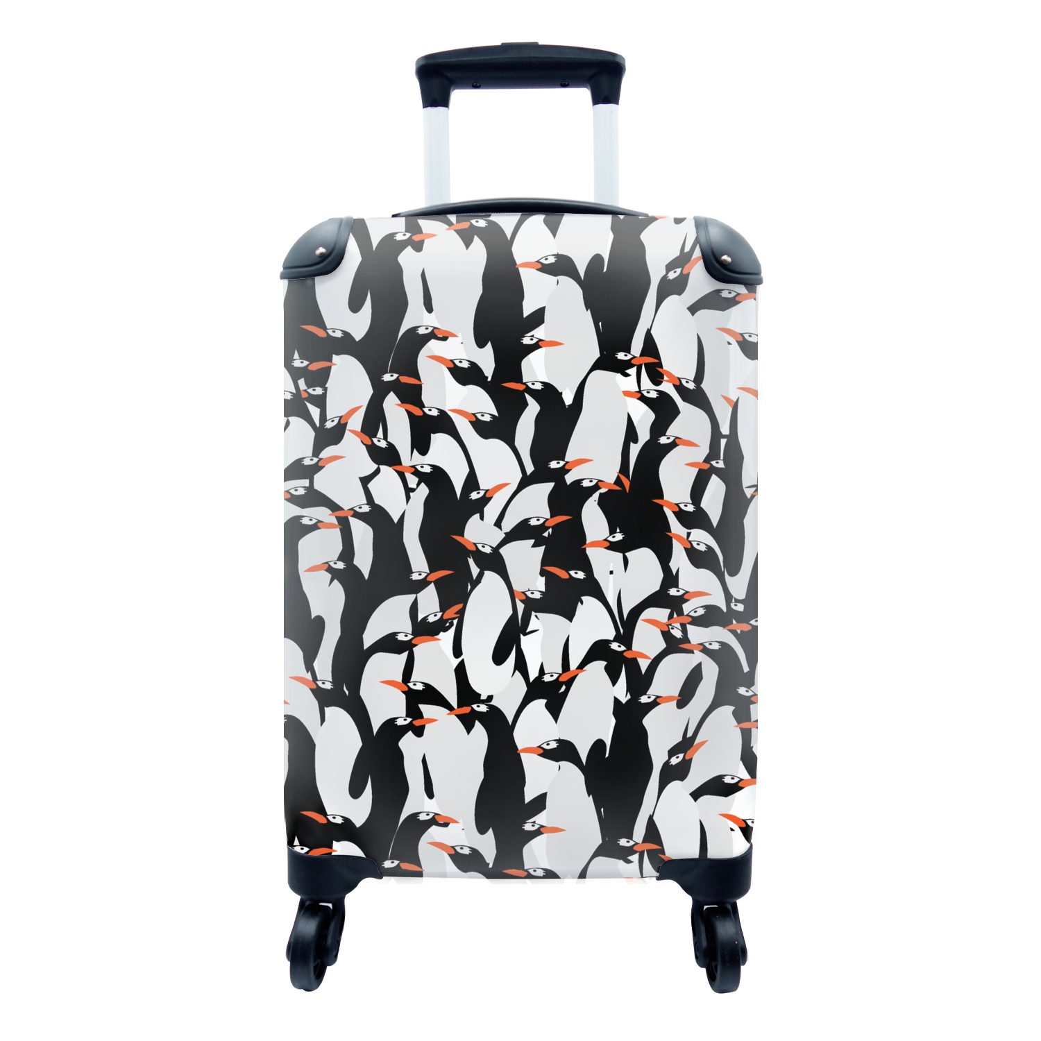 MuchoWow Handgepäckkoffer Pinguine - Tiere - Muster - Zentangle, 4 Rollen, Reisetasche mit rollen, Handgepäck für Ferien, Trolley, Reisekoffer