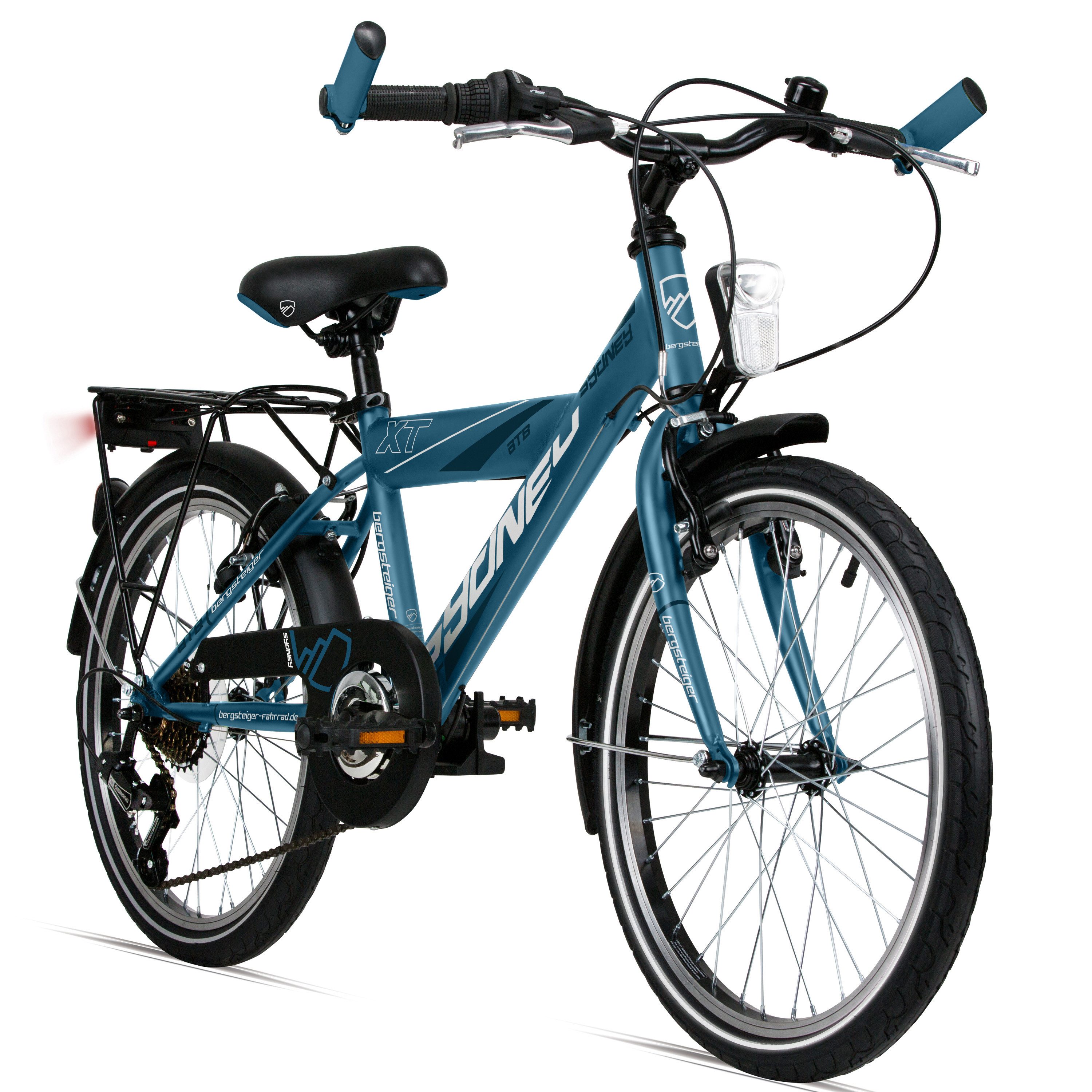 bergsteiger Kinderfahrrad Sydney 20, 24 Zoll, 6 - 9 Jahre, StVZO, Mädchen, Jungen, Shimano Tourney RD-TY300 Schaltwerk, Kettenschaltung, V-Bremsen, Dynamo