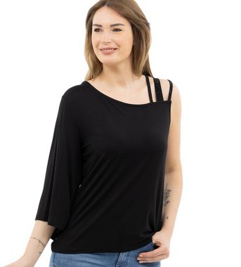 Sarah Kern T-Shirt Off-Shoulder Shirt figurumspielend mit Volantärmel