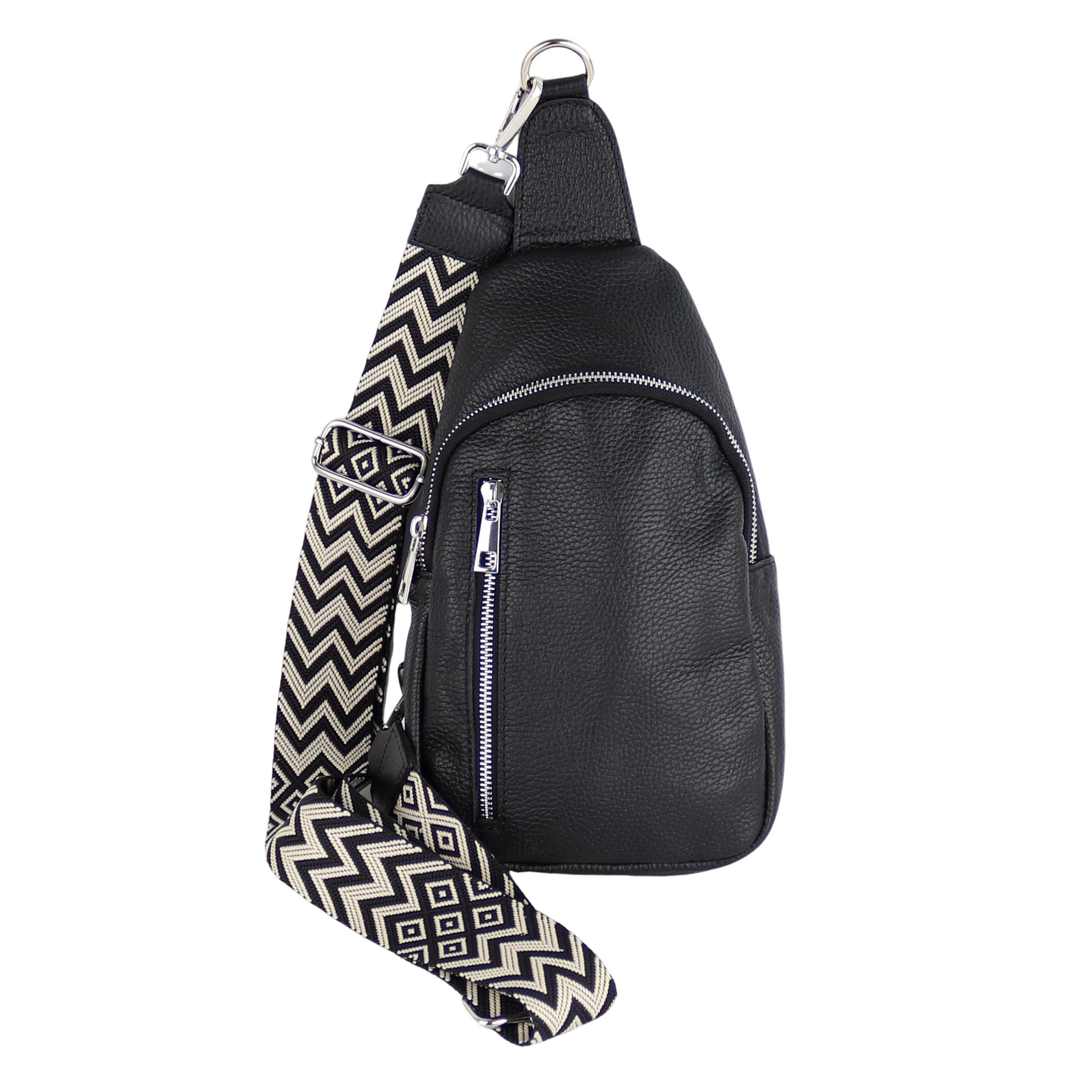 Umhängetasche Sling Bag,Brusttasche, aus Echtleder, Made in Italy