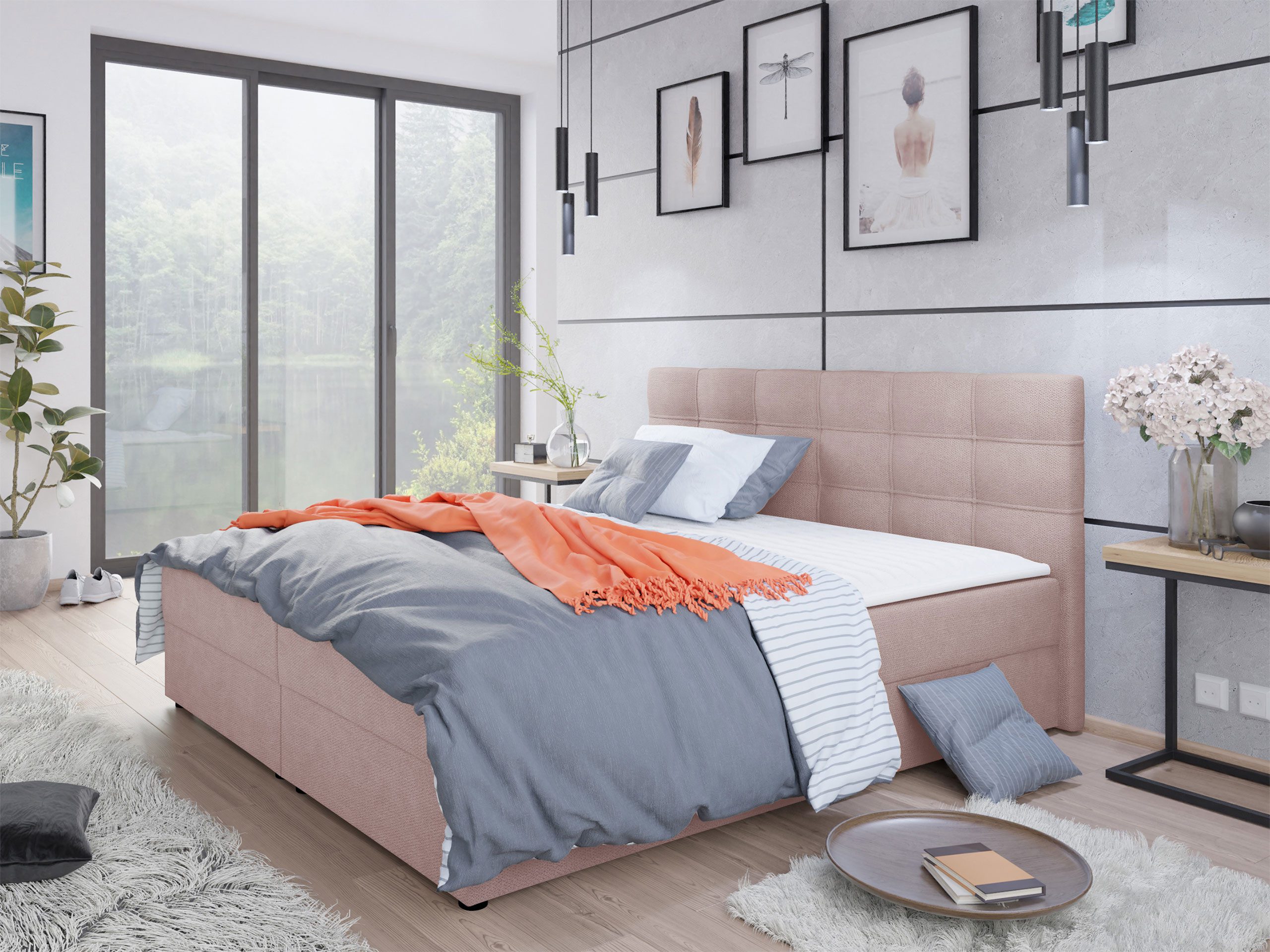 MIRJAN24 Boxspringbett Fado II (mit zwei Bettkästen für die Bettwäsche), 140/160/180 cm, Polsterkopfteil, Topper, Bonellfederkern