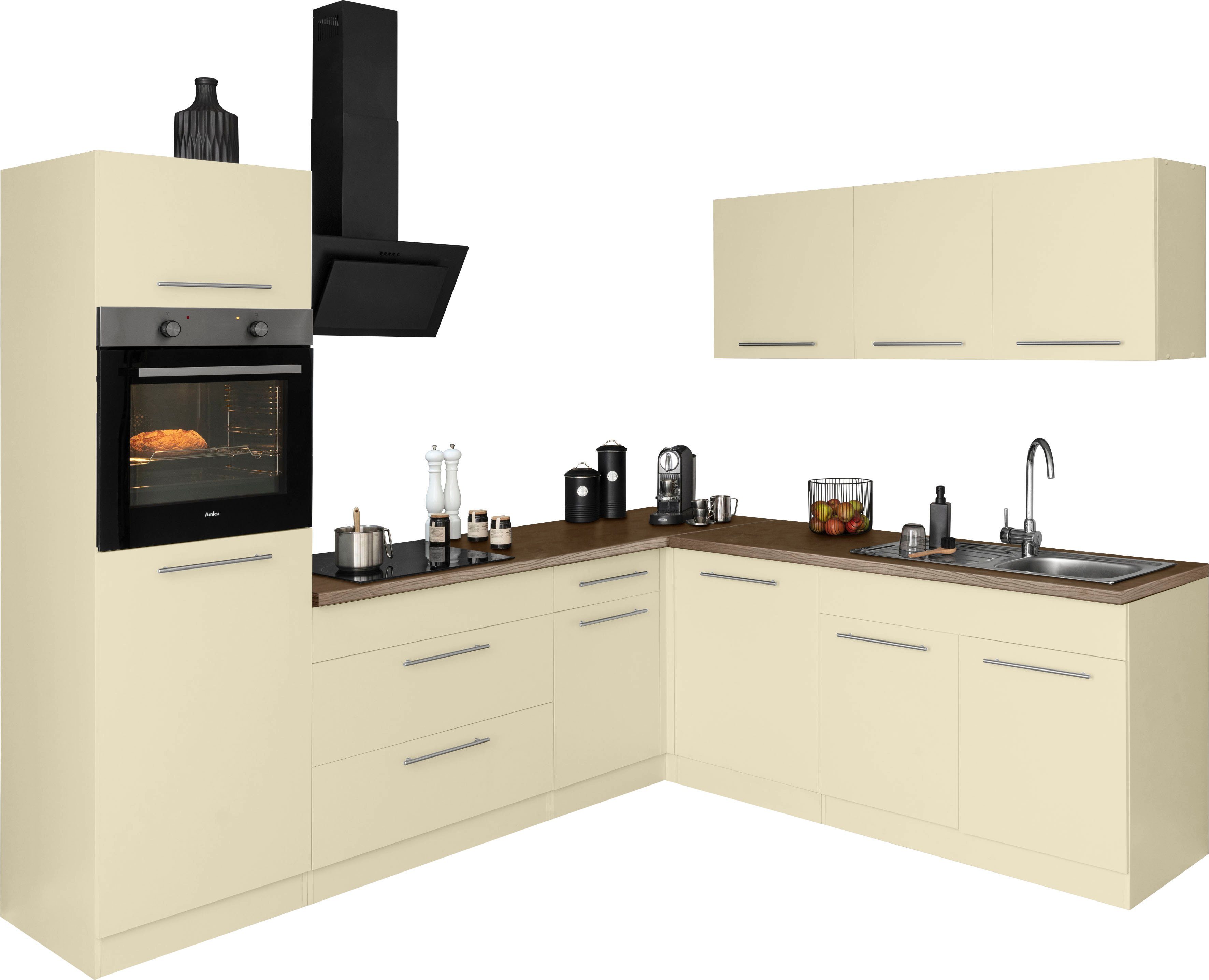 wiho Küchen Winkelküche Unna, ohne E-Geräte, Stellbreite 260 x 220 cm gelb