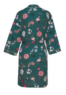 LASCANA Kimono, Midilänge, Baumwoll-Mix, Kimono-Kragen, Gürtel, mit elegantem Blumenmuster