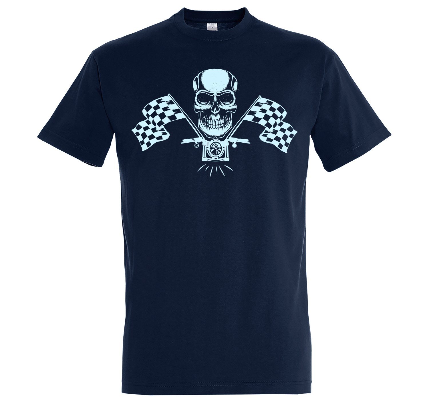 Youth Designz T-Shirt MotorradSkull Herren-Tshirt mit lustigem Spruch Navyblau