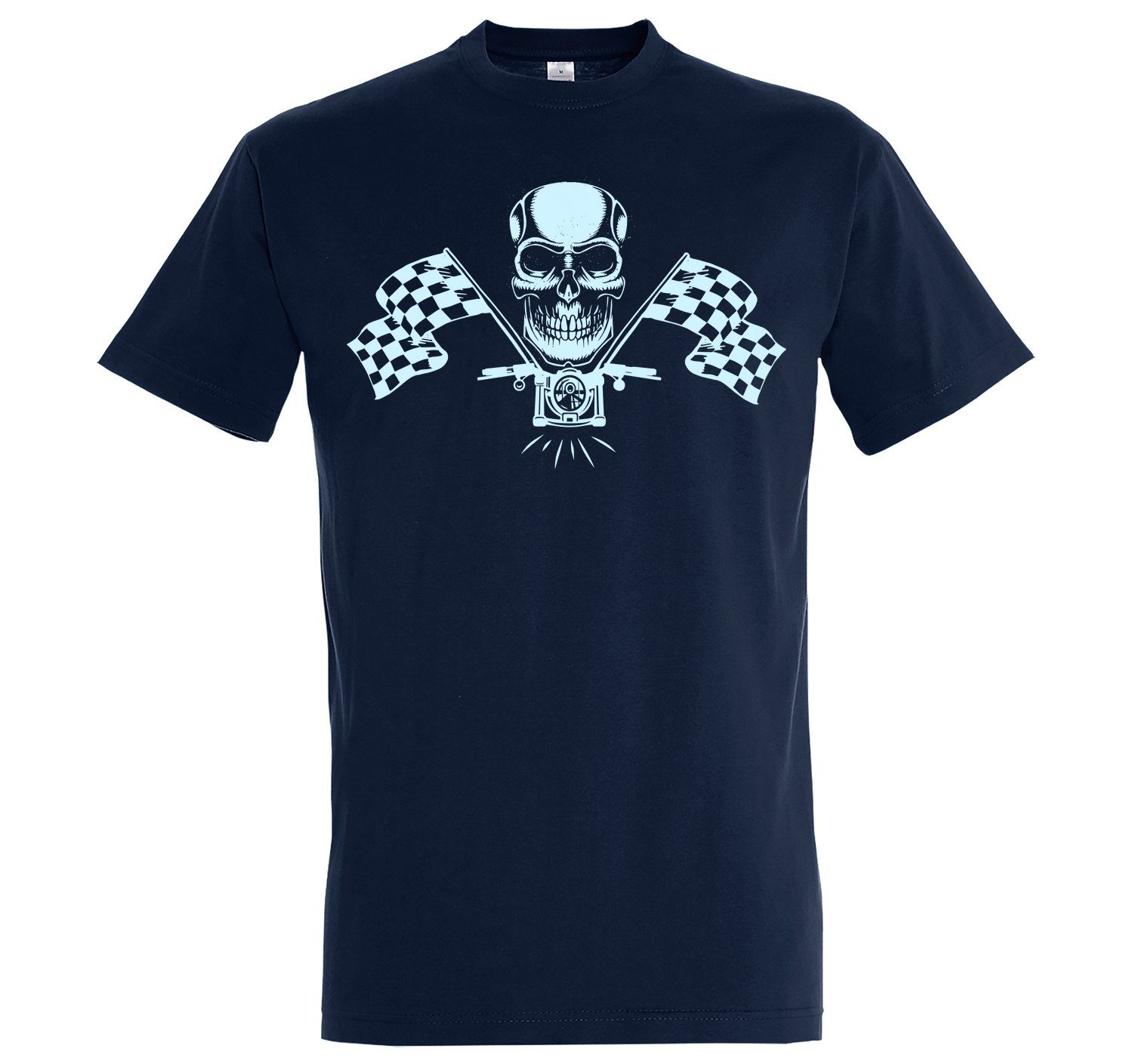 Spruch Designz mit MotorradSkull Herren-Tshirt Navyblau T-Shirt Youth lustigem