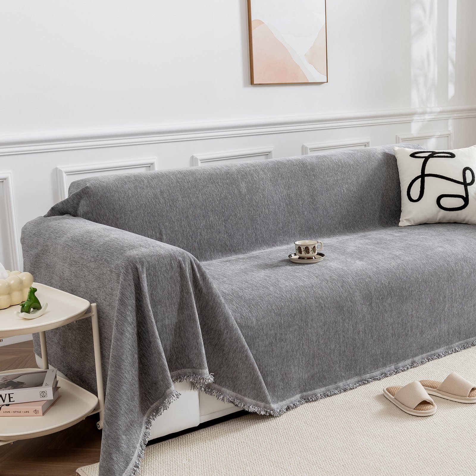 Qelus Sofahusse Sofa überwurfdecke 1 St. Chenille Sofaüberwurf, Einfach Cou günstig online kaufen