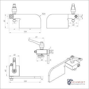 SCHMIDT systemprofile Profil Längenanschlag C 1m-1m Mitte Aluminium Anschlag Profil