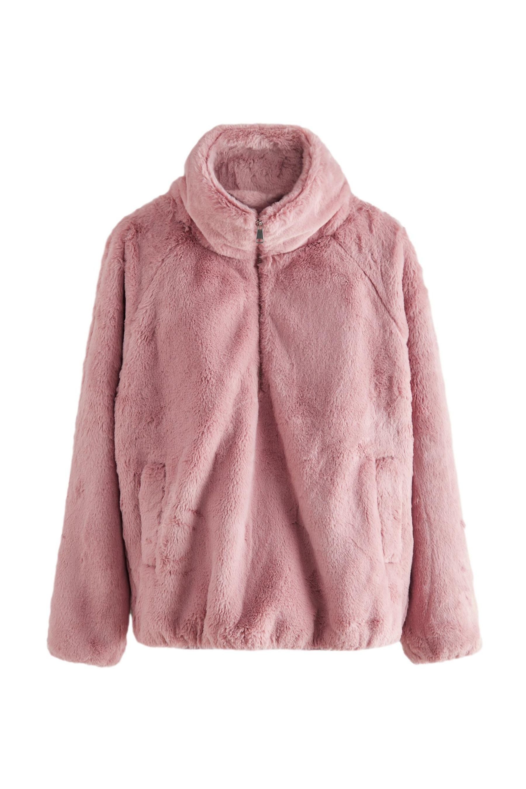Fleecejacke Oberteil aus Kunstfell mit halbem Reißverschluss