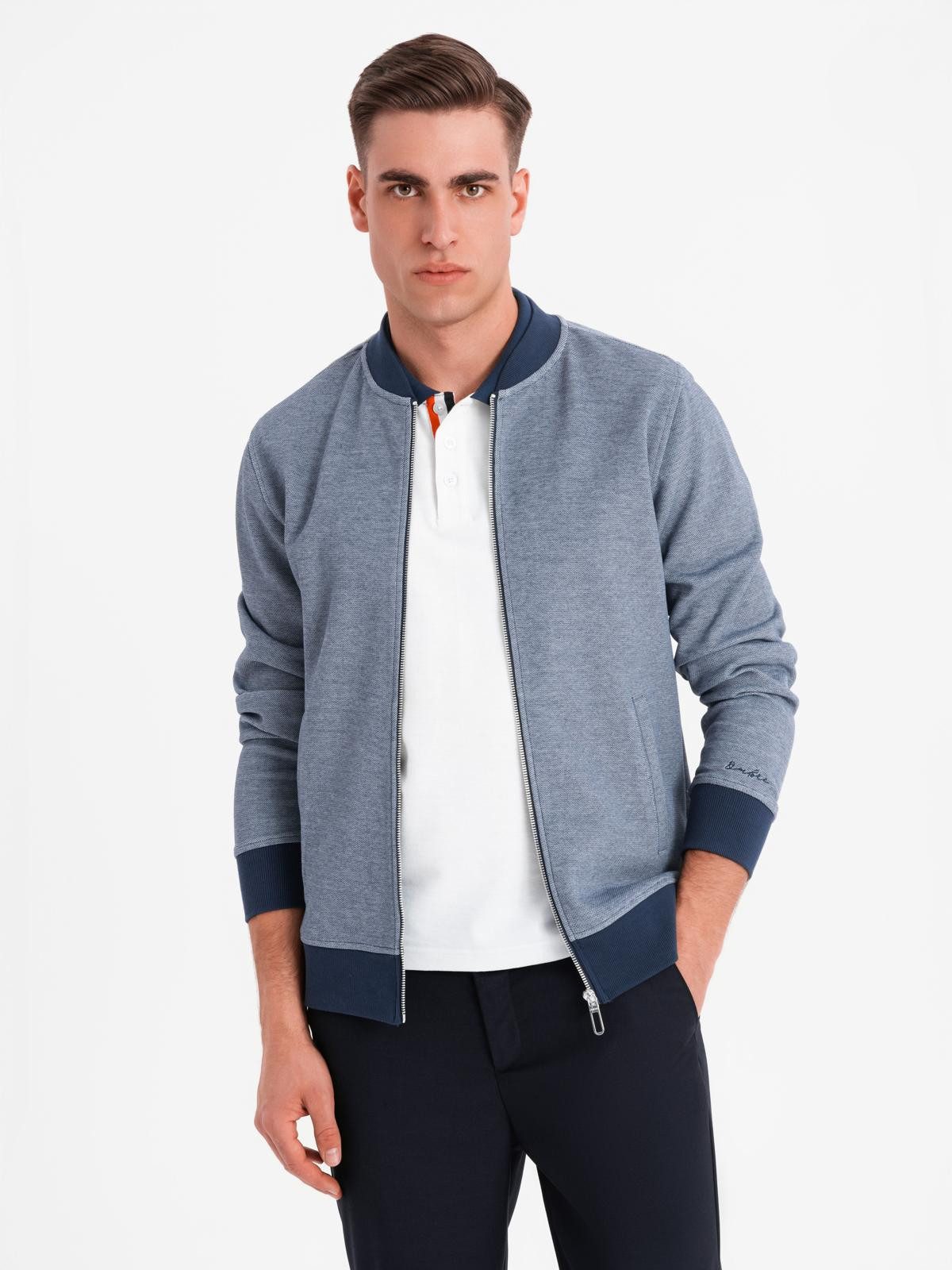 OMBRE Sweatjacke Bomberjacke aus Piqué-Strick für Männer günstig online kaufen