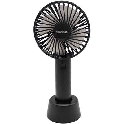 Realpower Mini USB-Ventilator Mobile Fan, Micro-USB, 3 Stufen, Standfuß, schwarz